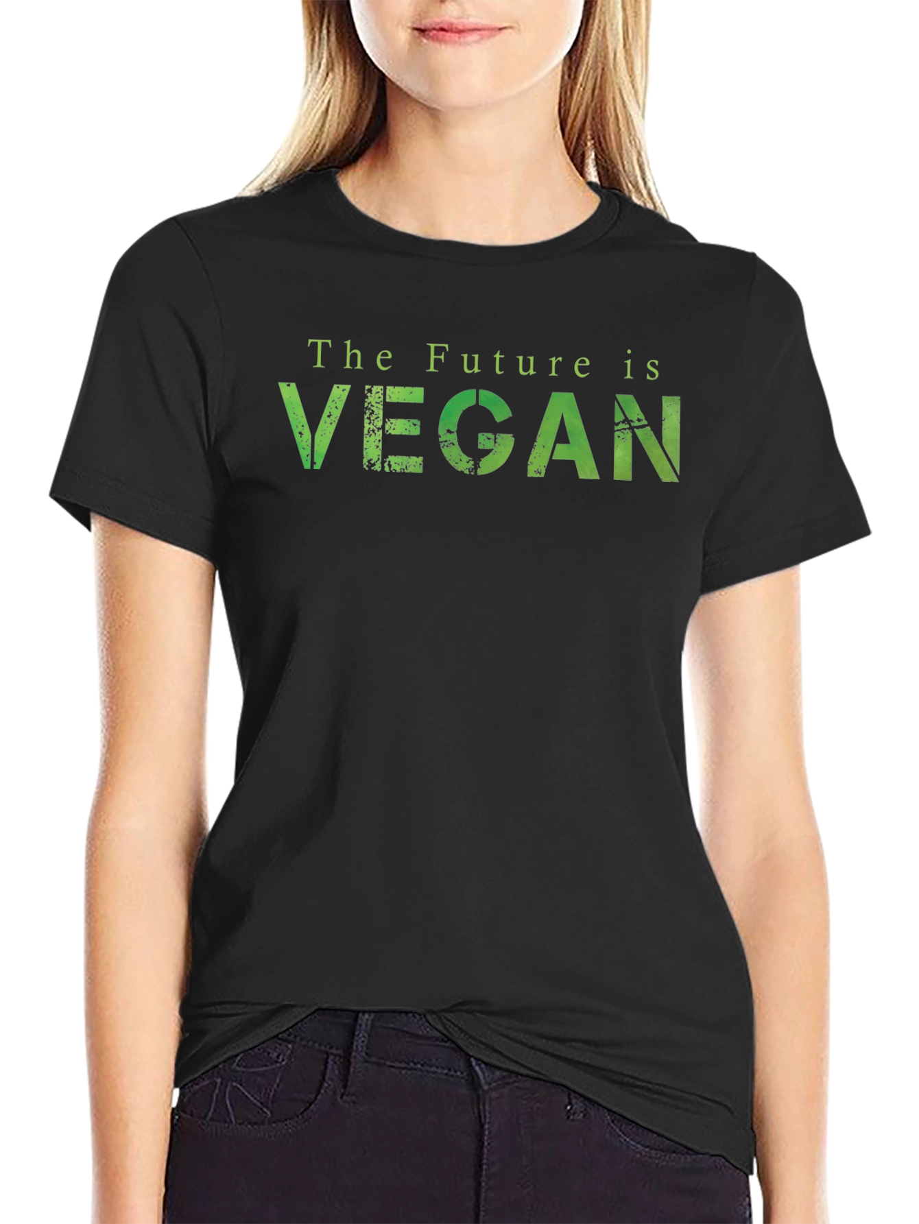 The Future is Vegan T-Shirt - Green Lettering