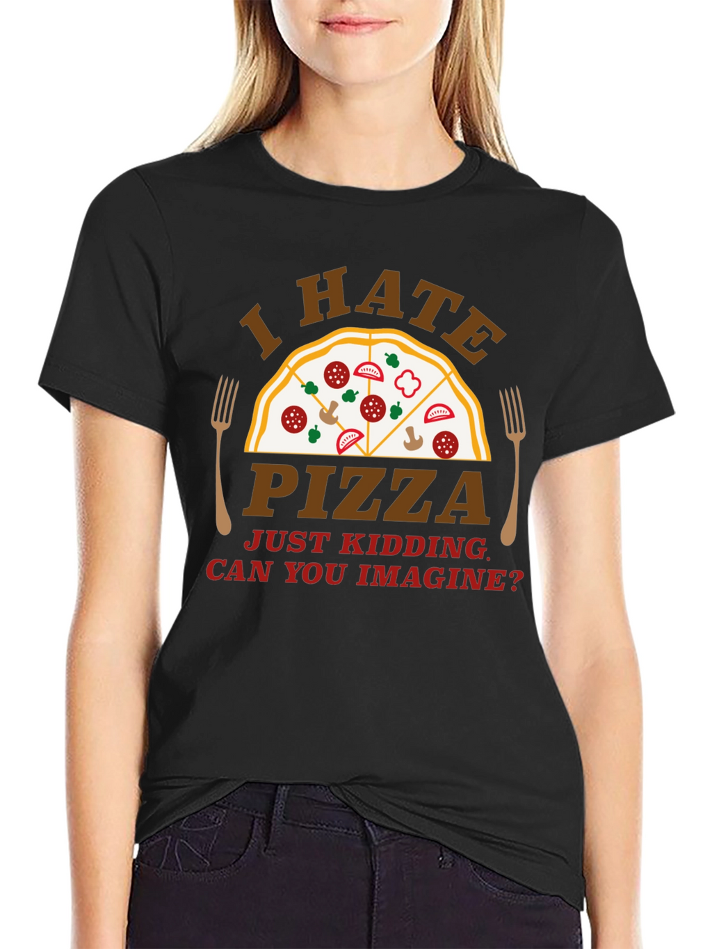 Funny I Hate Pizza Graphic Novelty T-Shirt