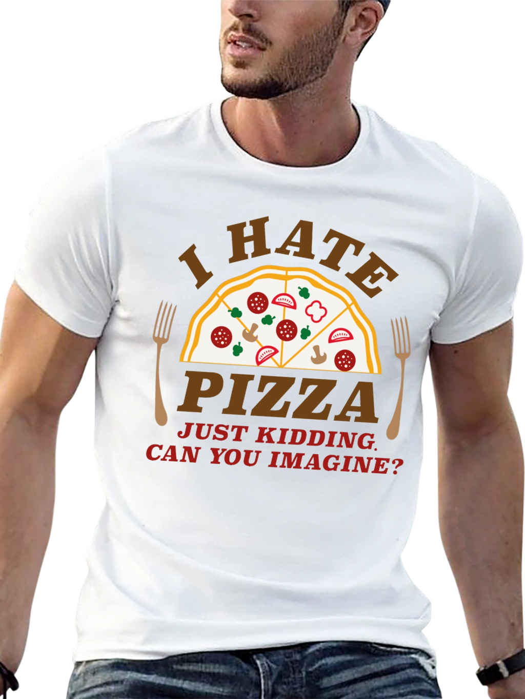 Funny I Hate Pizza Graphic Novelty T-Shirt