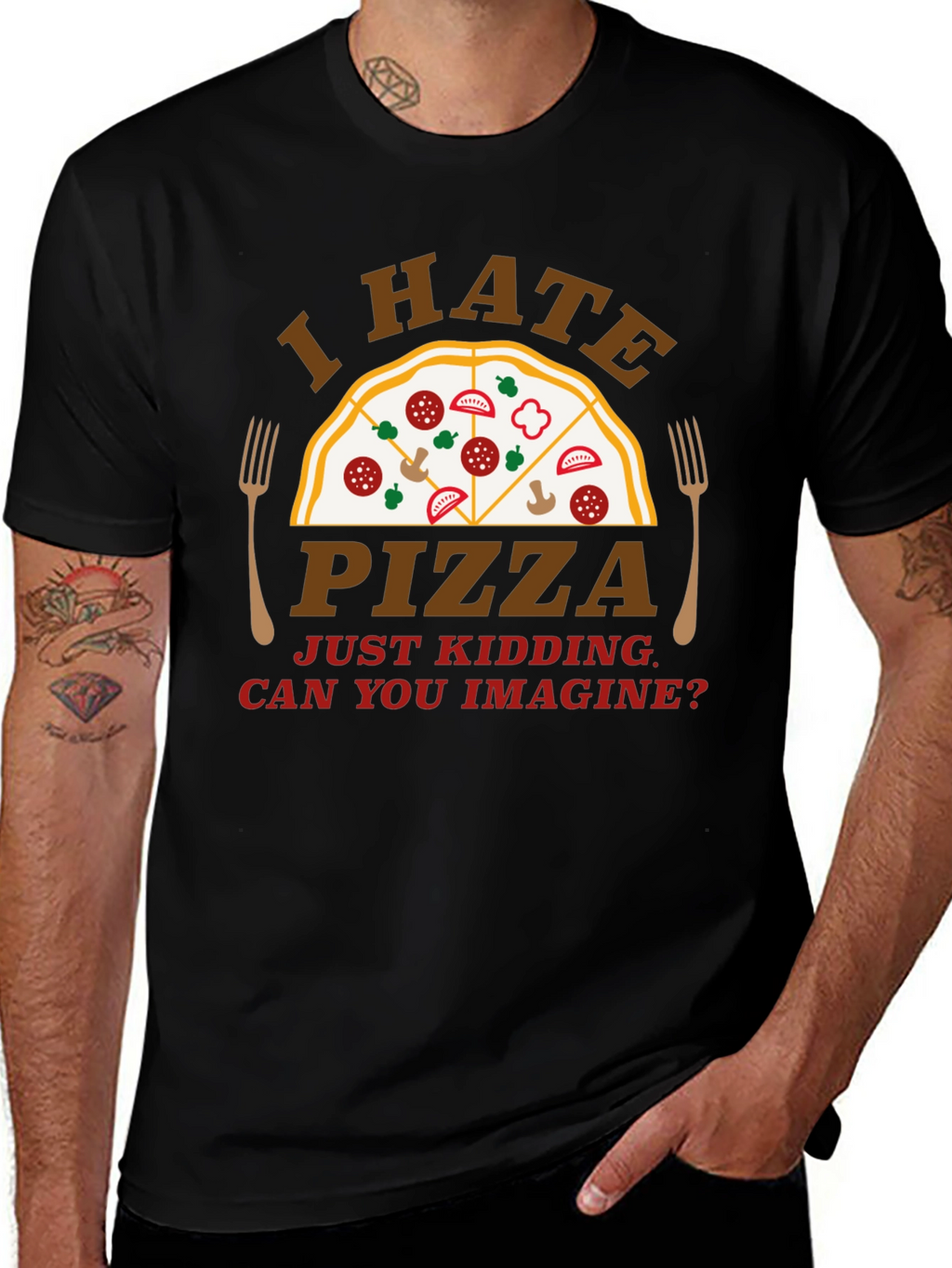 Funny I Hate Pizza Graphic Novelty T-Shirt