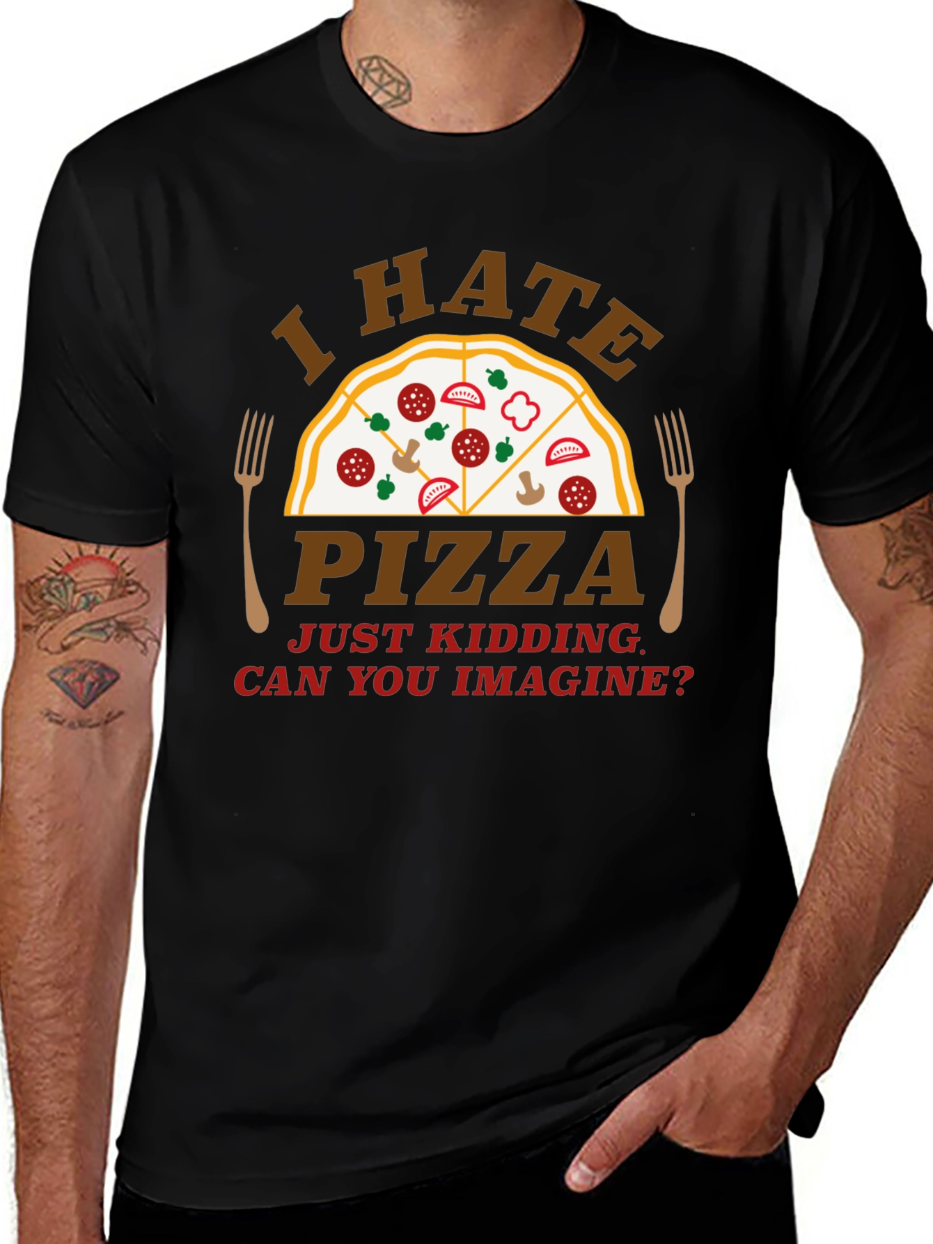 Funny I Hate Pizza Graphic Novelty T-Shirt