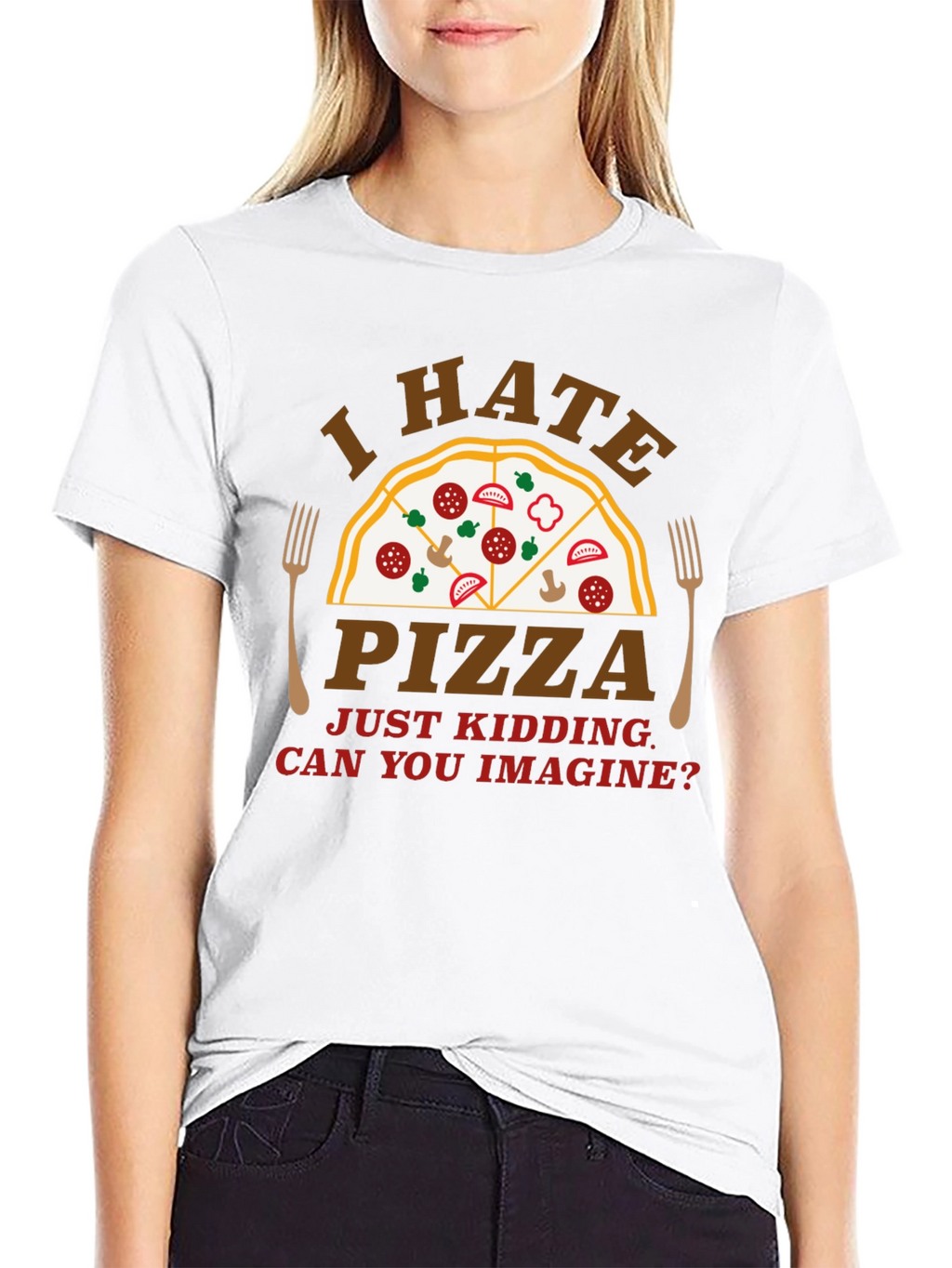 Funny I Hate Pizza Graphic Novelty T-Shirt
