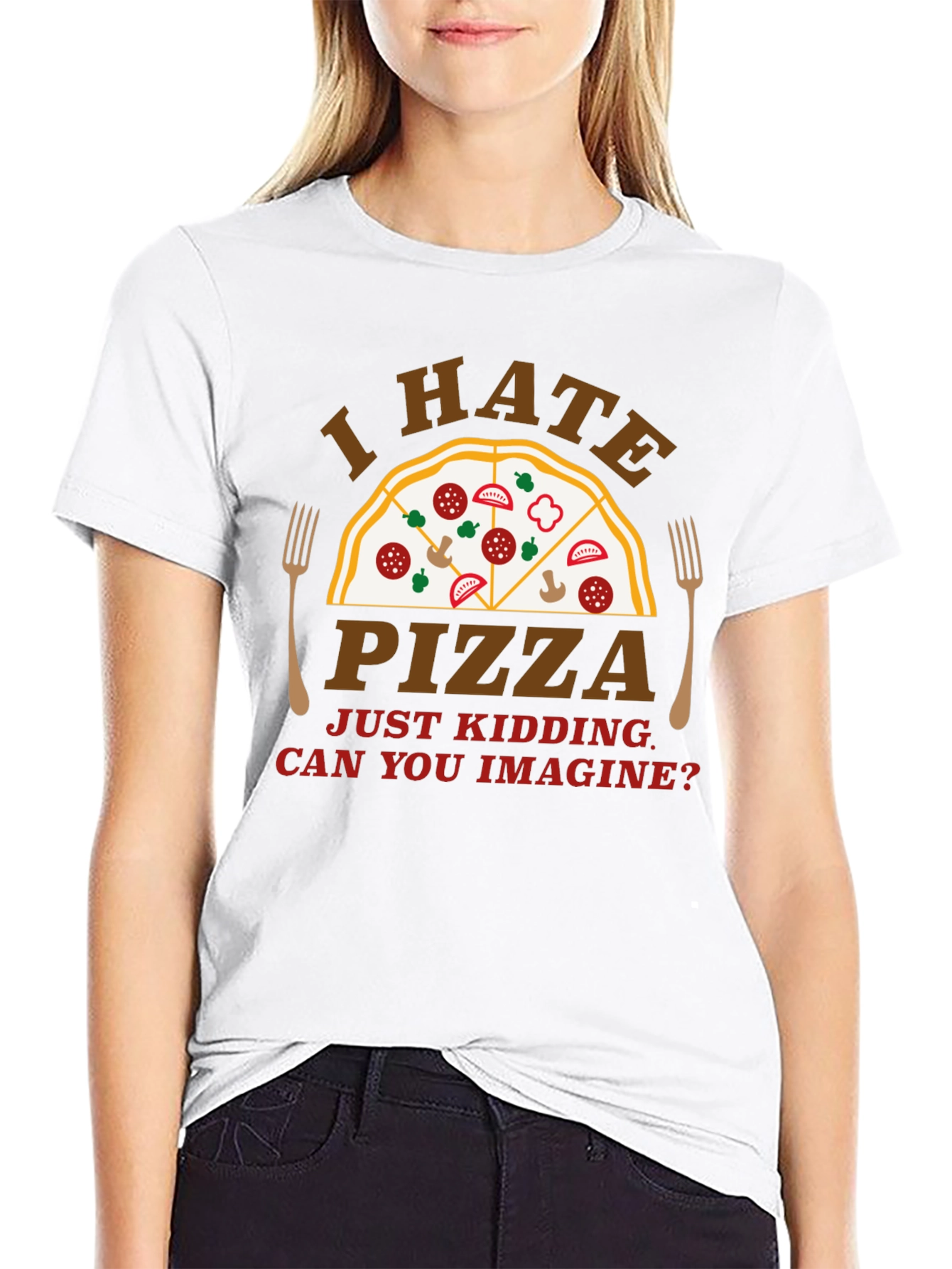 Funny I Hate Pizza Graphic Novelty T-Shirt
