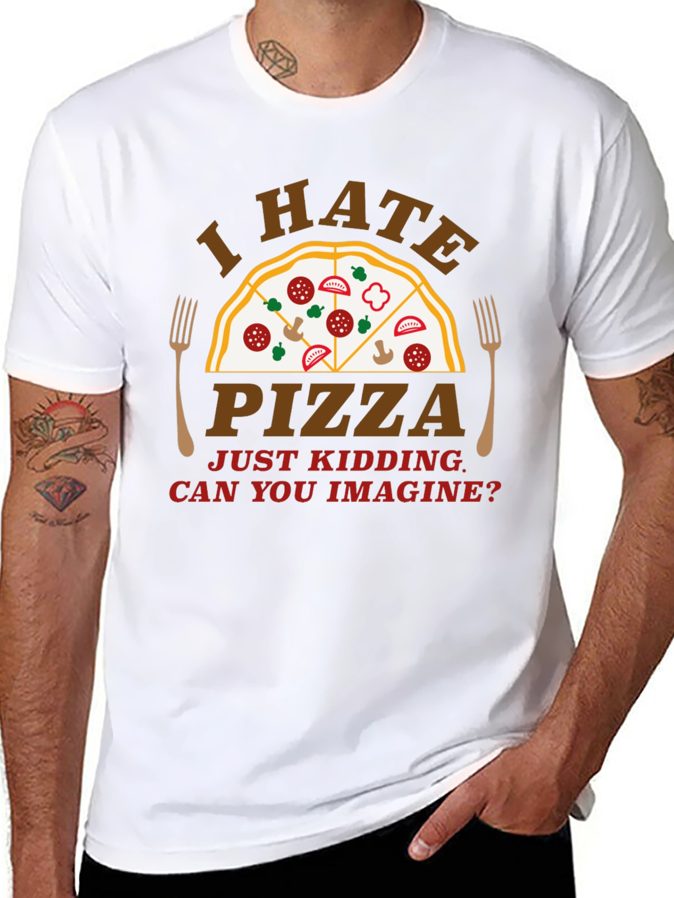 Funny I Hate Pizza Graphic Novelty T-Shirt
