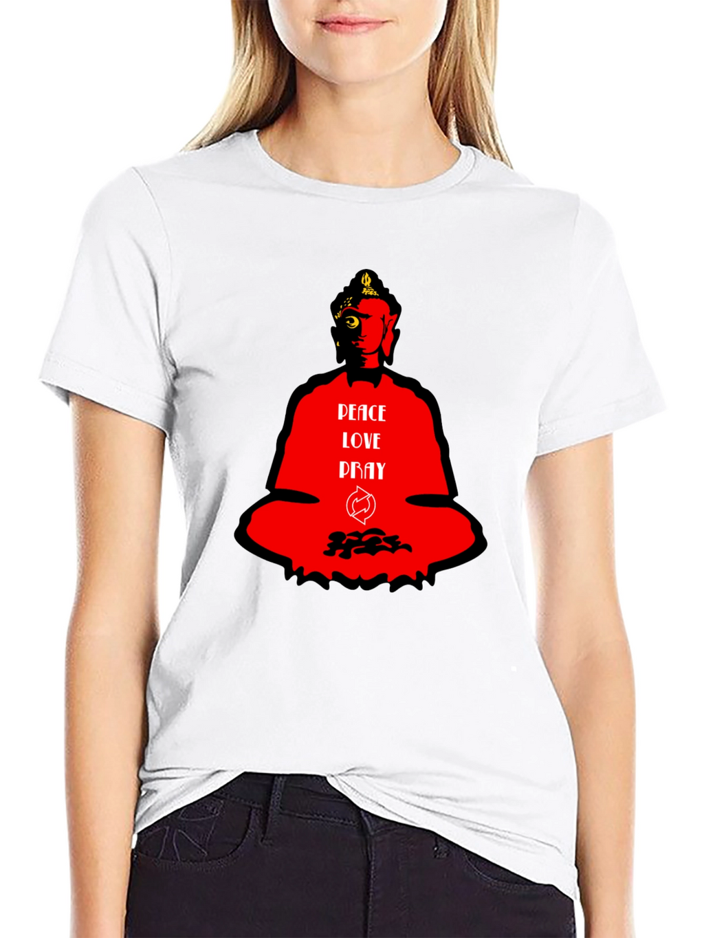 Peace Love Pray Buddha Graphic T-Shirt