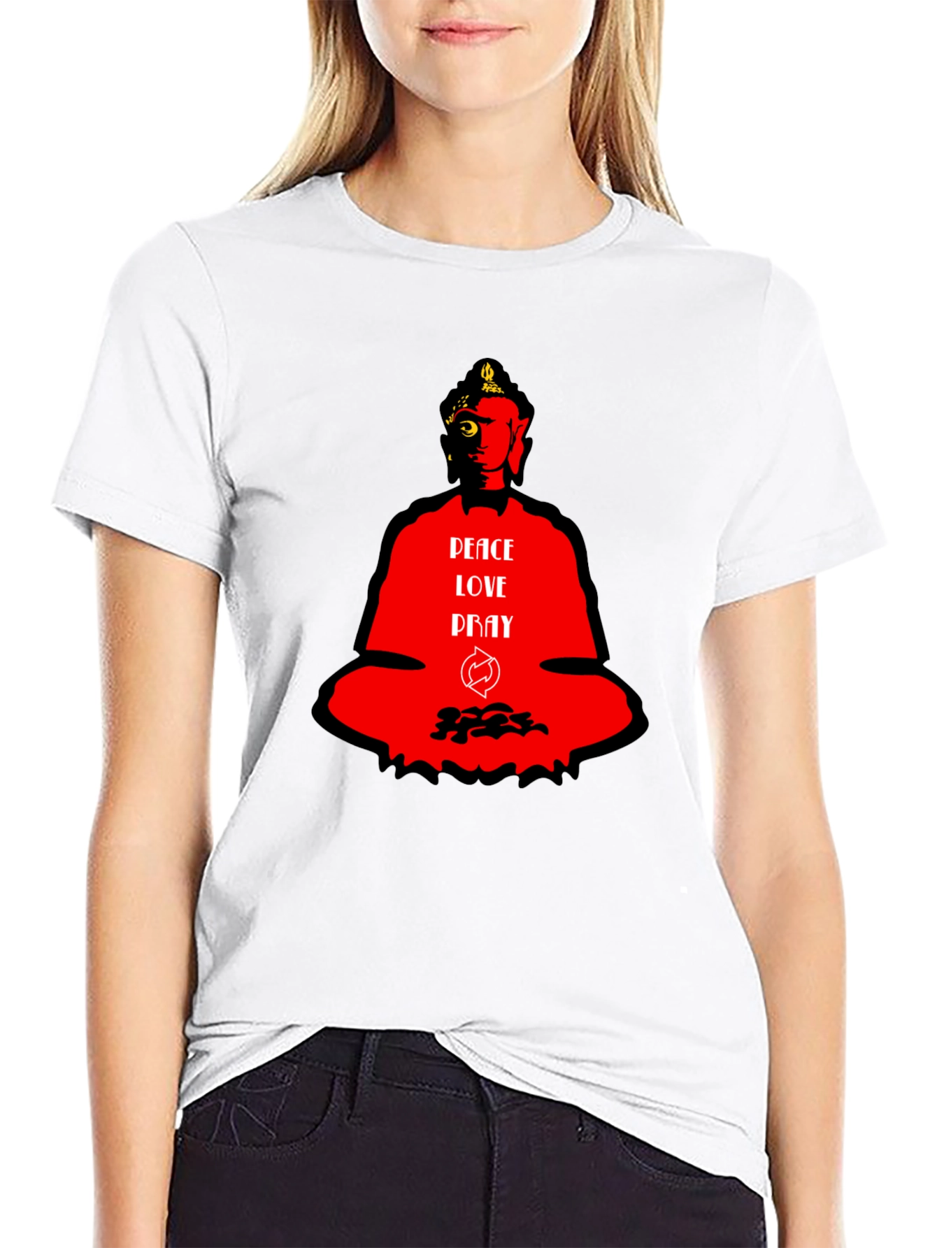 Peace Love Pray Buddha Graphic T-Shirt