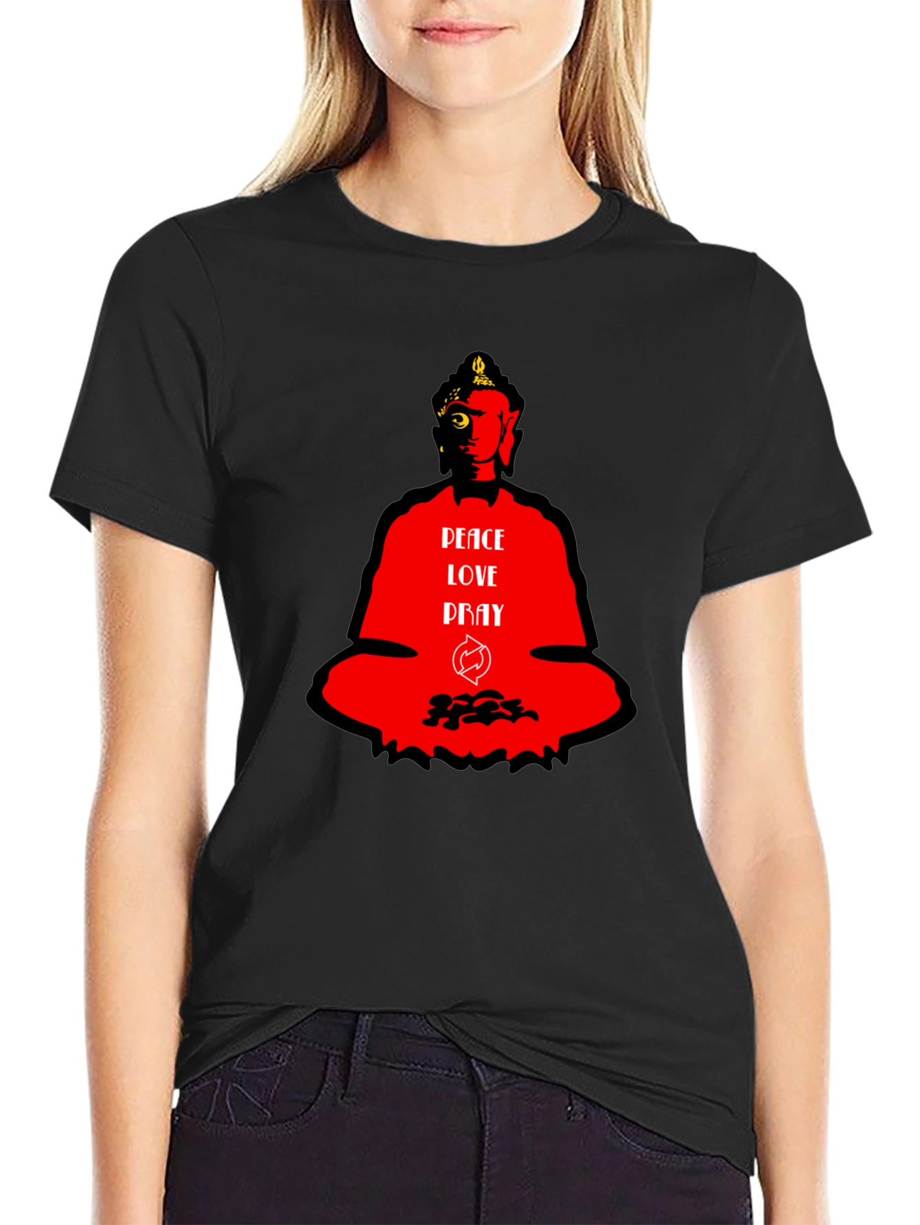 Peace Love Pray Buddha Graphic T-Shirt