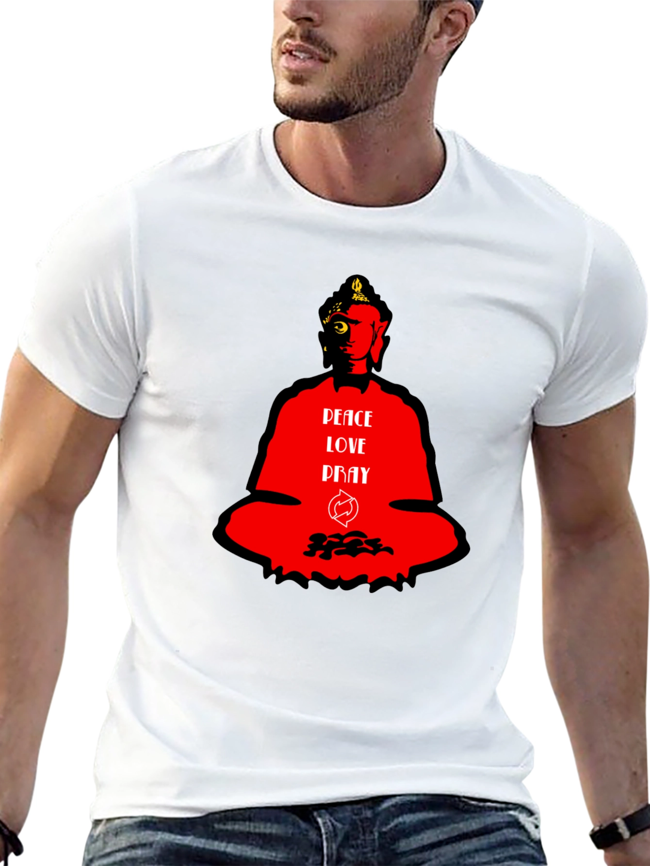 Peace Love Pray Buddha Graphic T-Shirt