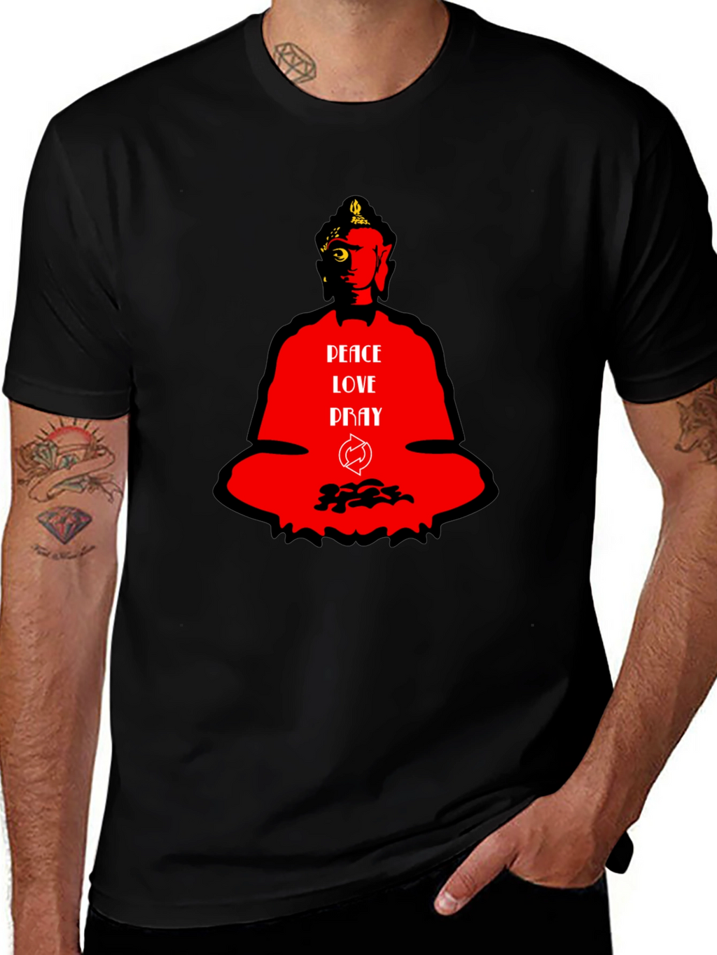 Peace Love Pray Buddha Graphic T-Shirt