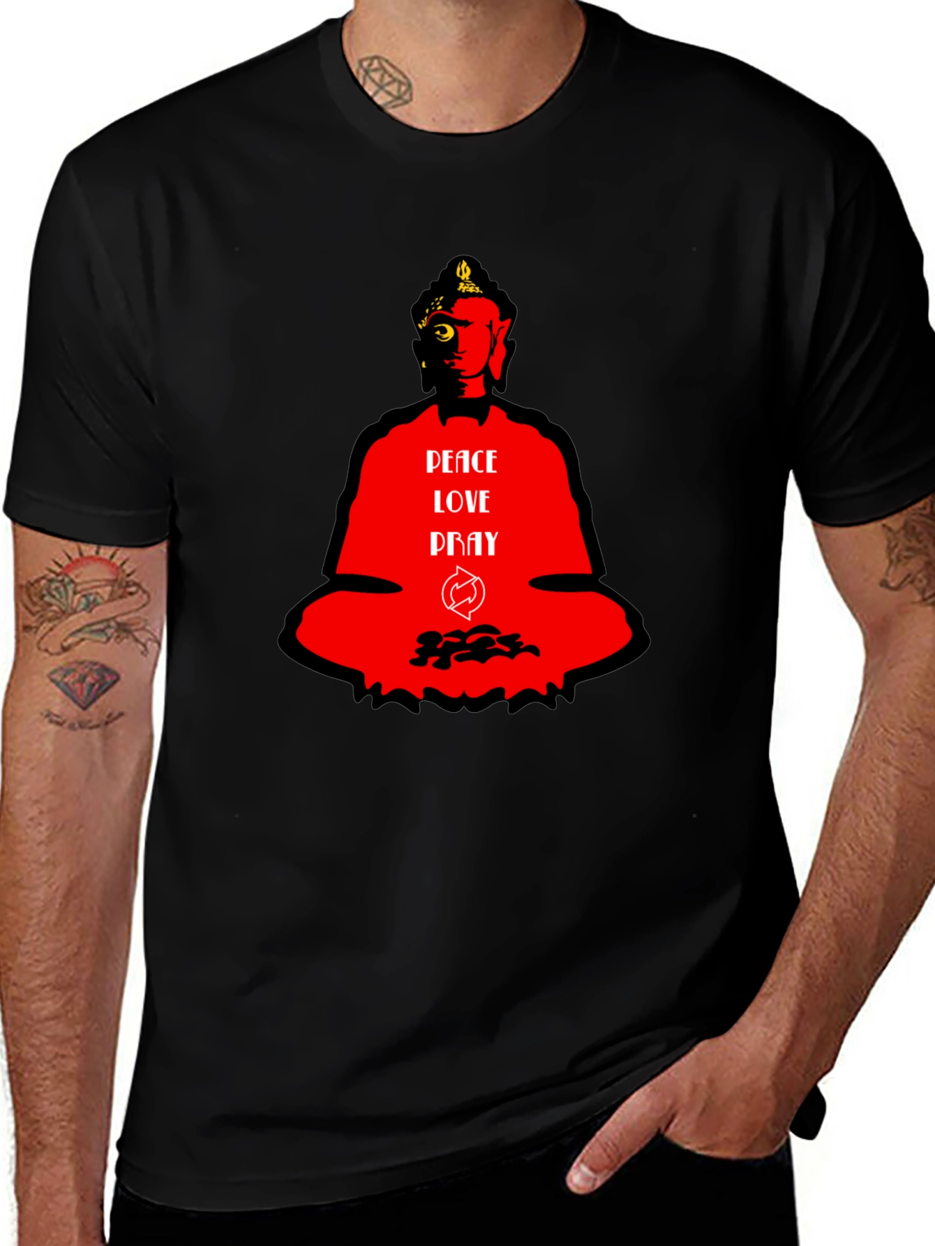Peace Love Pray Buddha Graphic T-Shirt