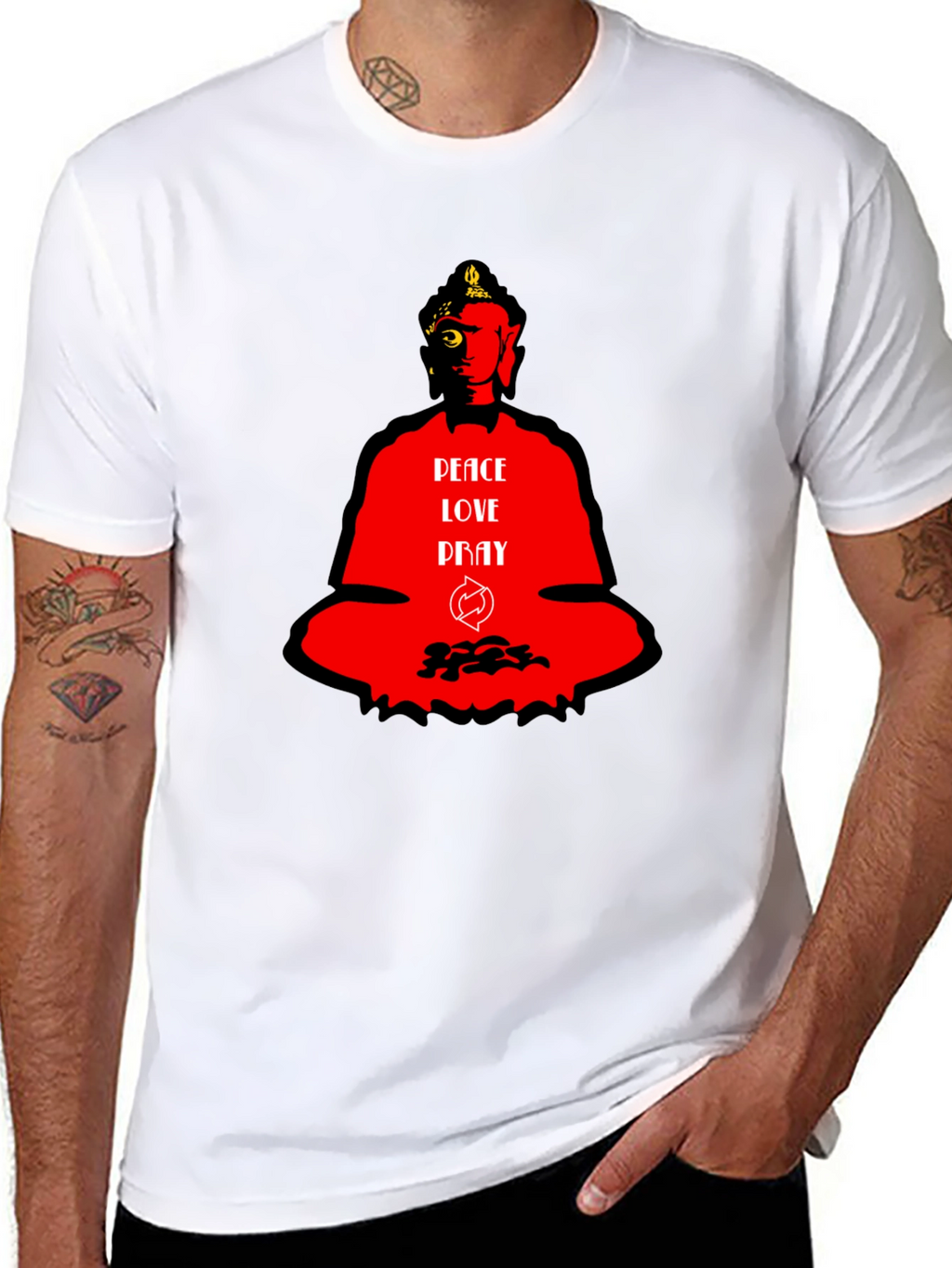Peace Love Pray Buddha Graphic T-Shirt