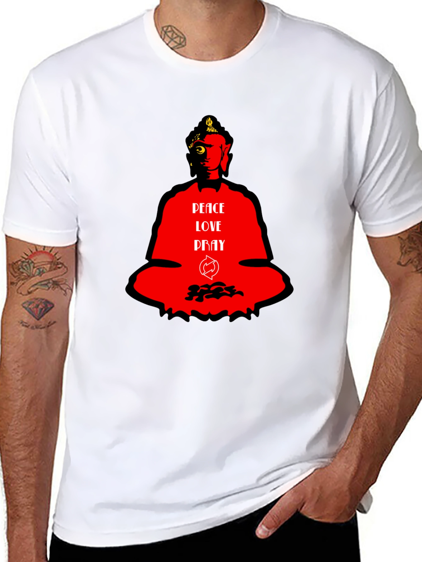 Peace Love Pray Buddha Graphic T-Shirt