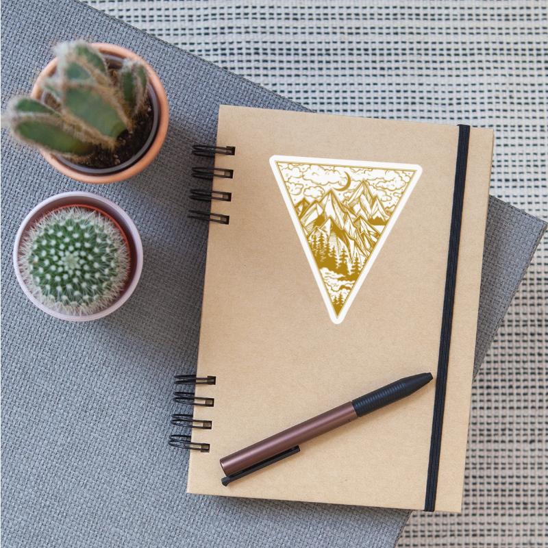 Triangle artwork lake road forest and mountains