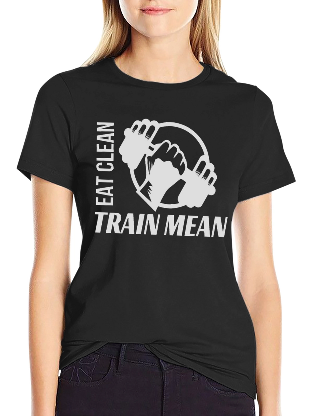 Eat Clean Train Mean Black Graphic T-Shirt