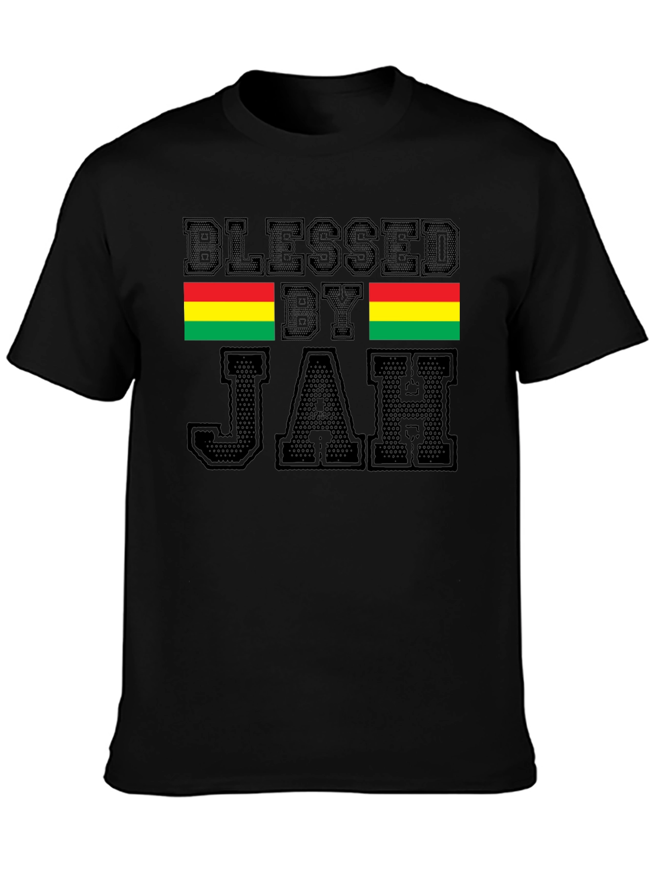 Blessed By Jah T-Shirt Black Rastafarian Tee