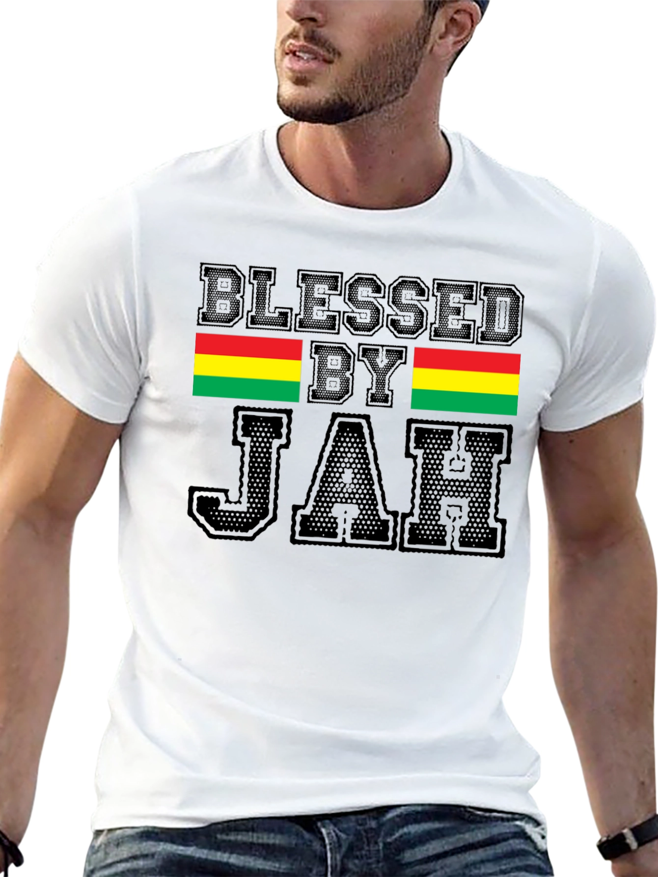 Blessed By Jah T-Shirt Black Rastafarian Tee