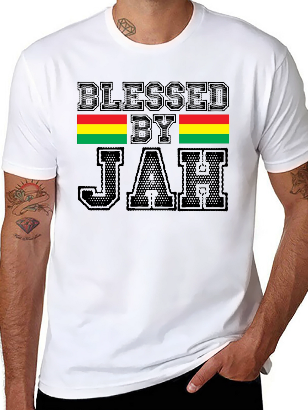 Blessed By Jah T-Shirt Black Rastafarian Tee