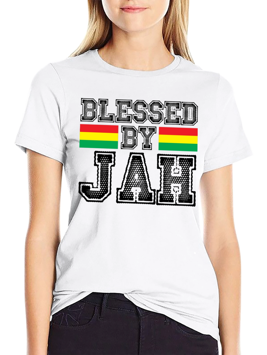 Blessed By Jah T-Shirt Black Rastafarian Tee