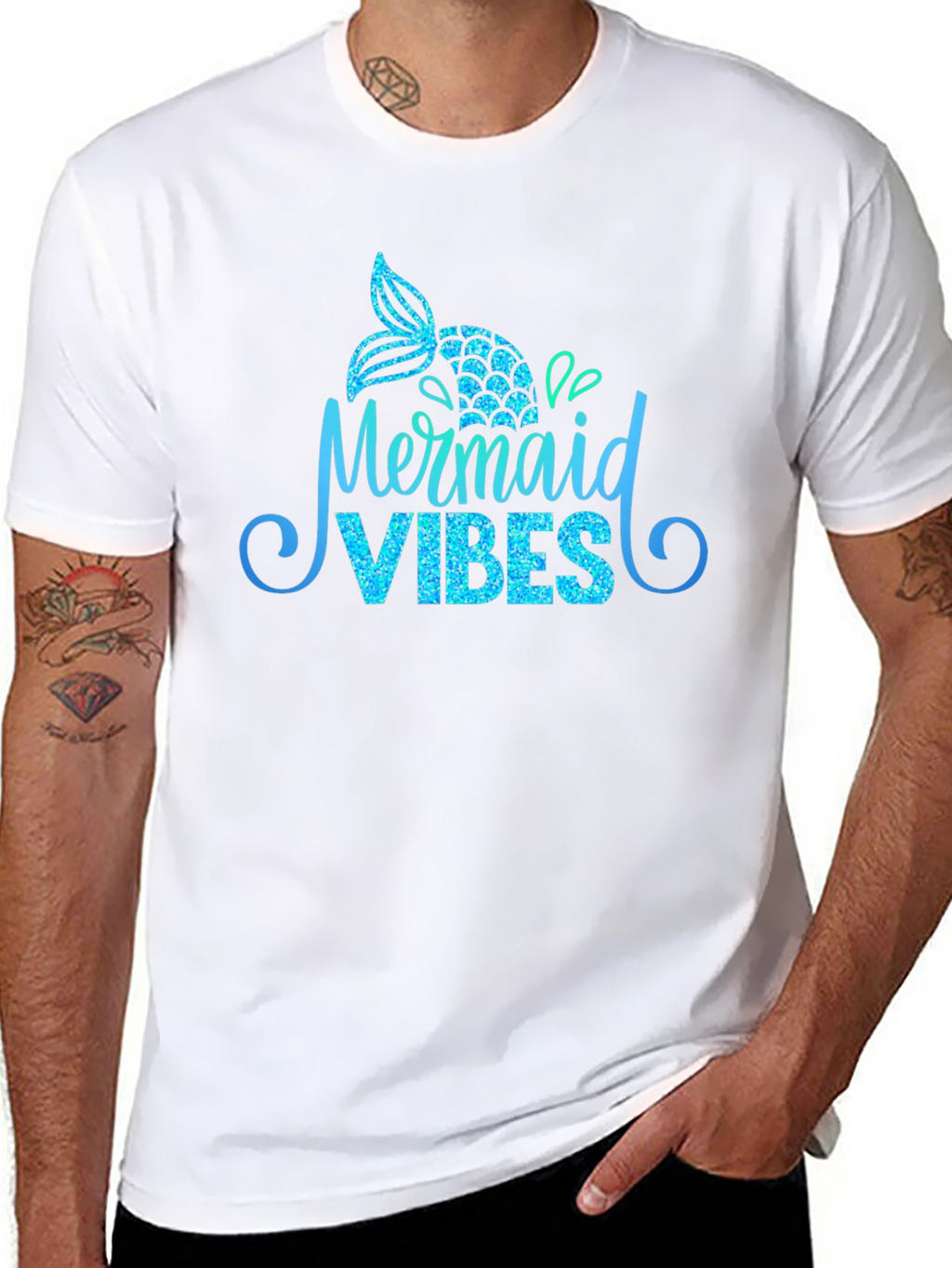 Mermaid Vibes Black Graphic T-Shirt