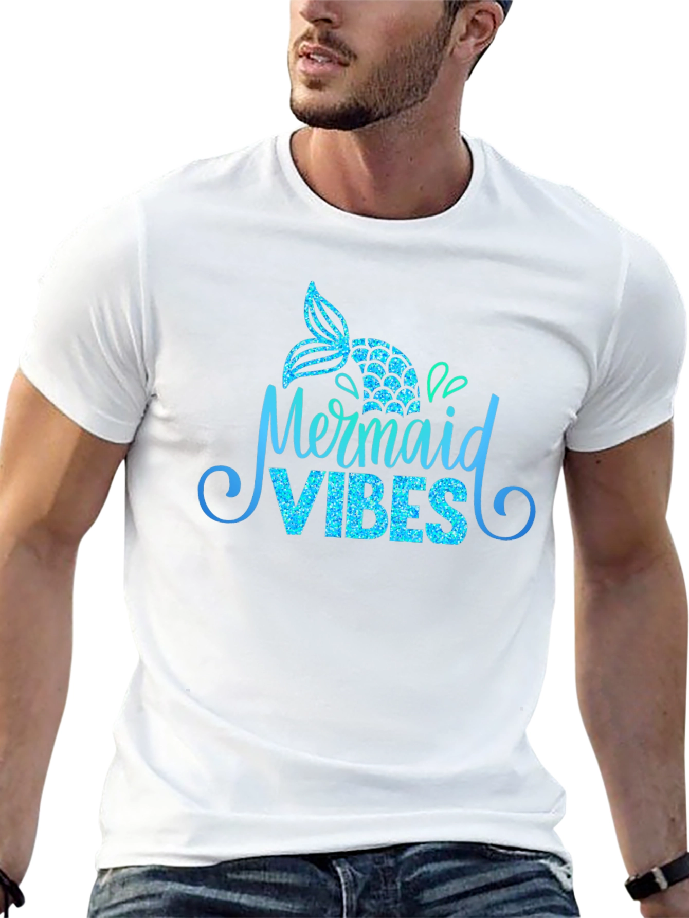 Mermaid Vibes Black Graphic T-Shirt