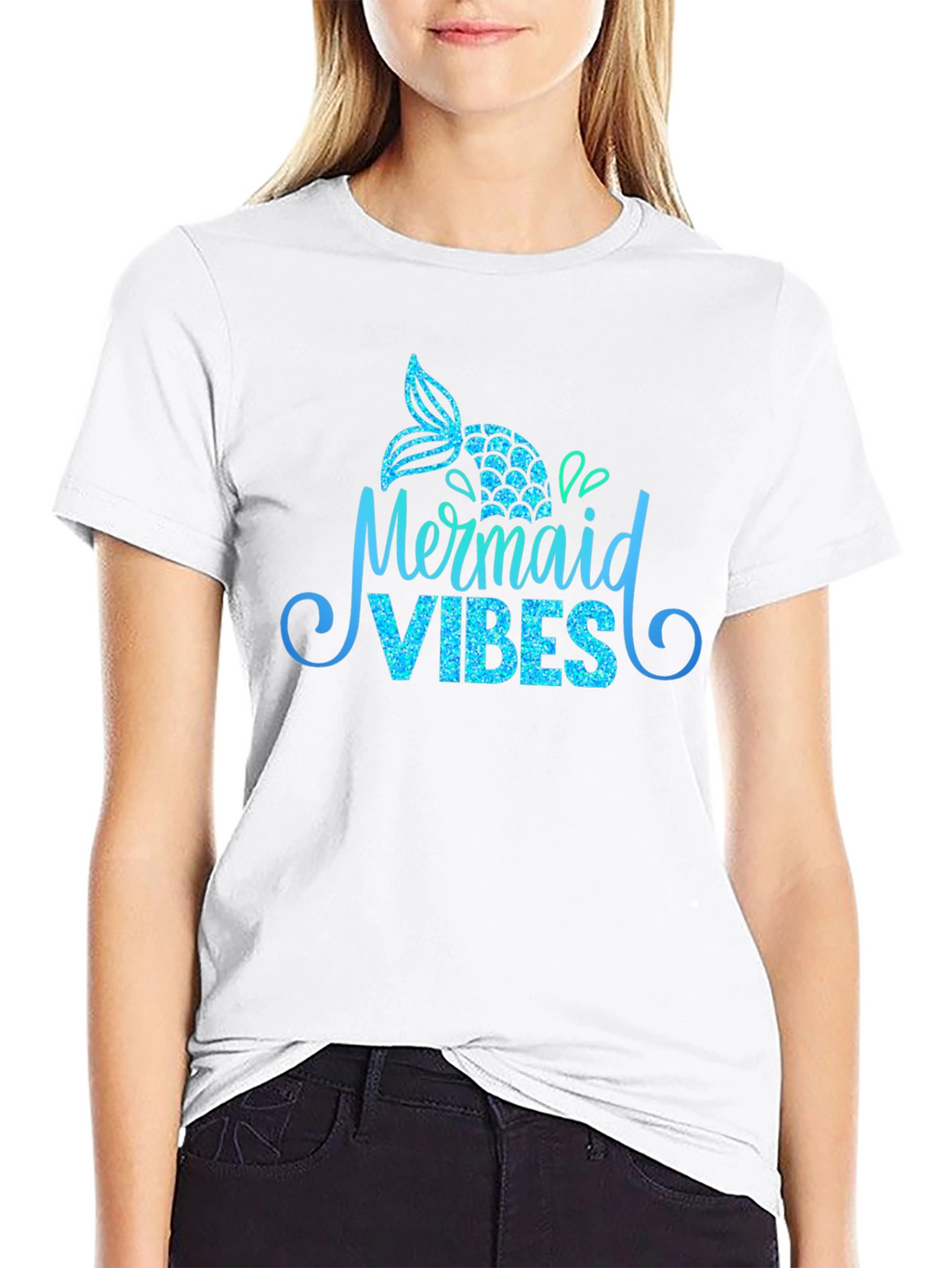 Mermaid Vibes Black Graphic T-Shirt