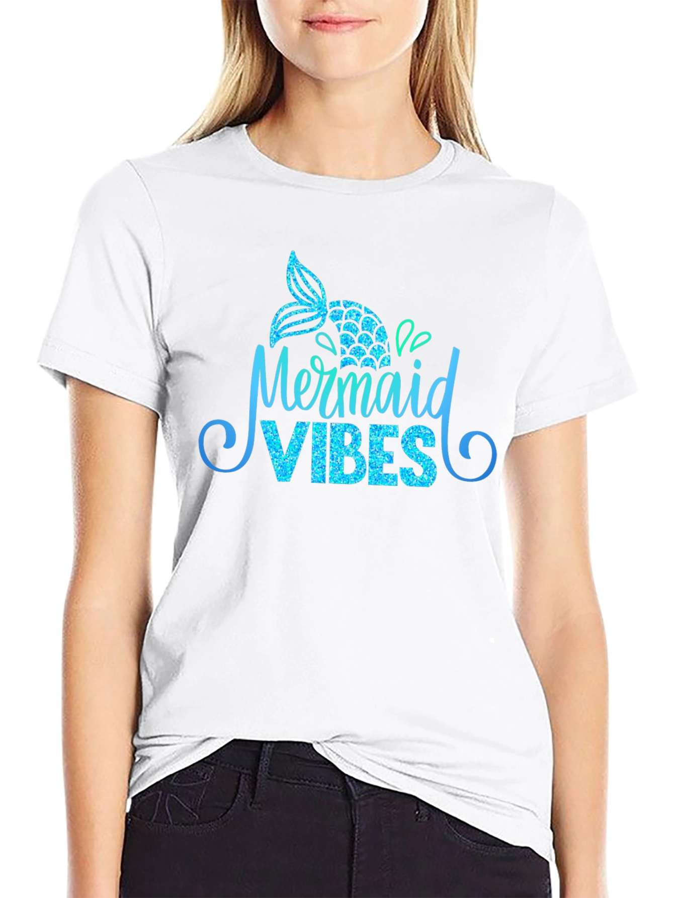 Mermaid Vibes Black Graphic T-Shirt