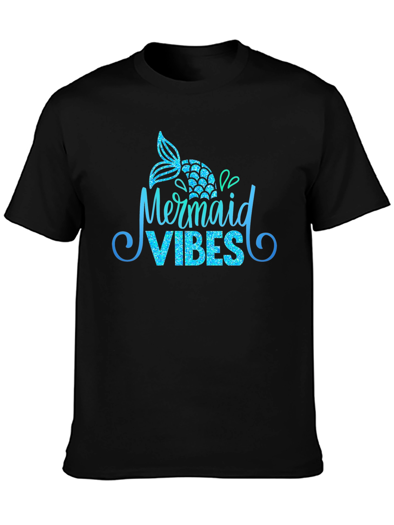 Mermaid Vibes Black Graphic T-Shirt
