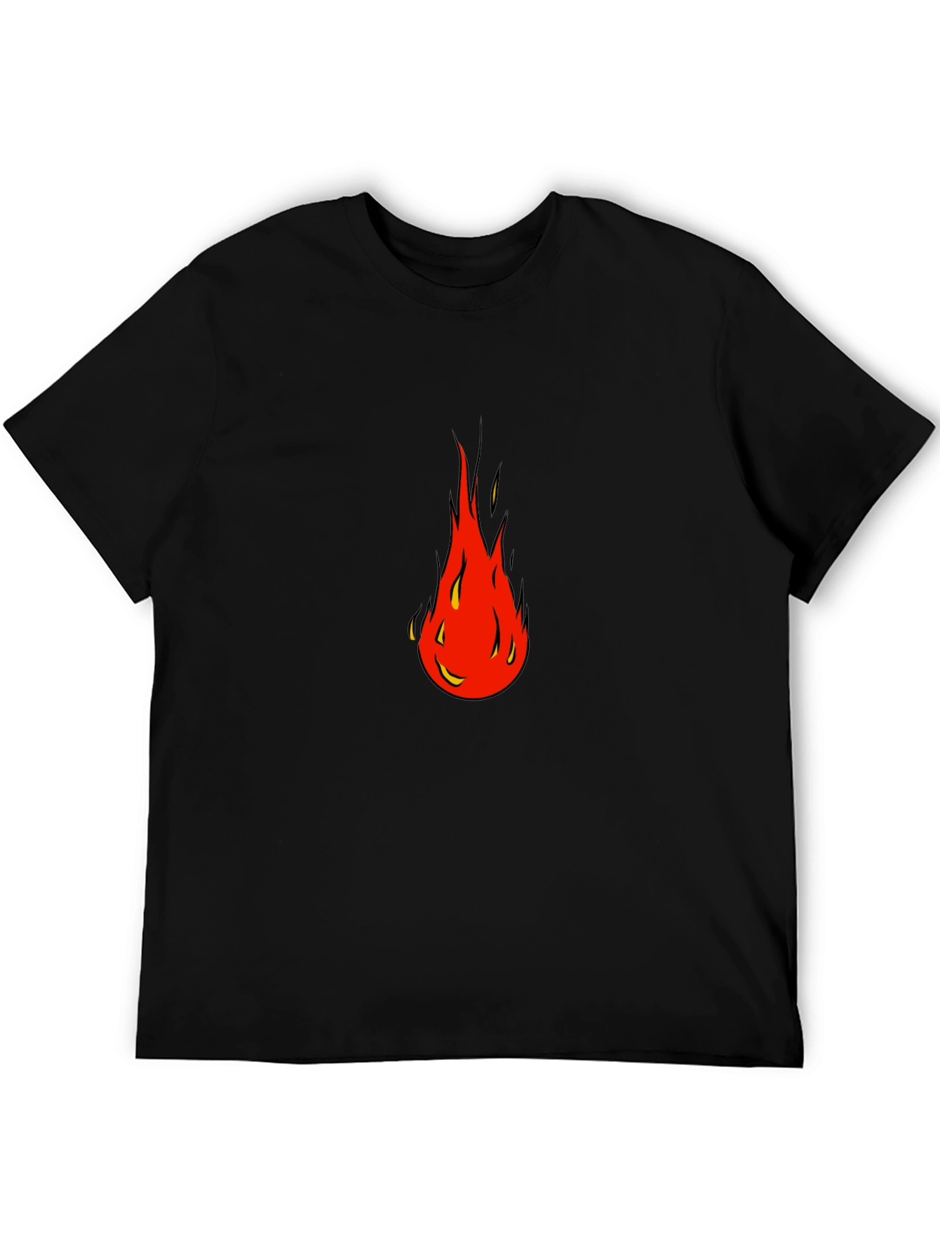 Bold Flame Graphic Tee - Black Cotton Blend Shirt