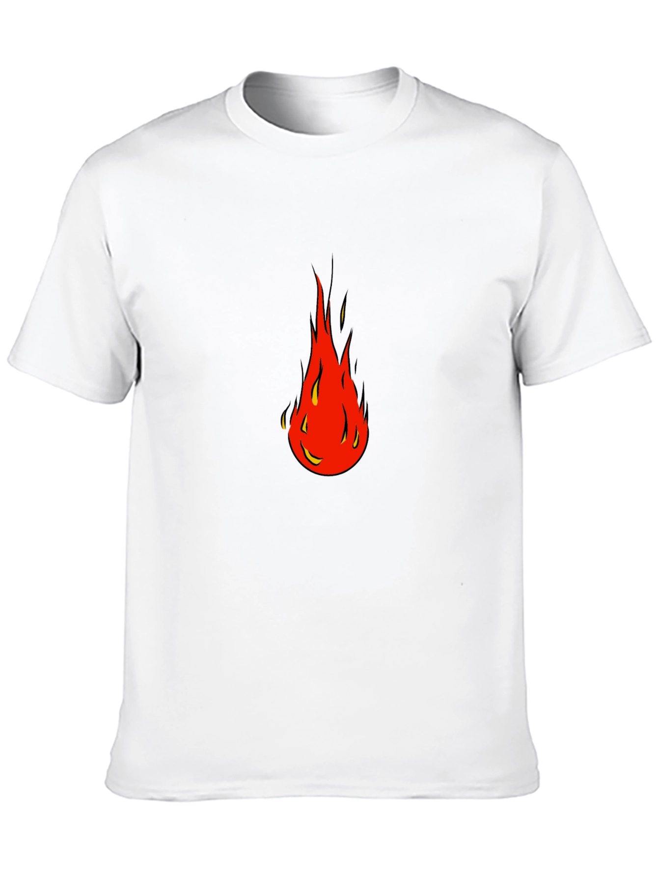 Bold Flame Graphic Tee - Black Cotton Blend Shirt