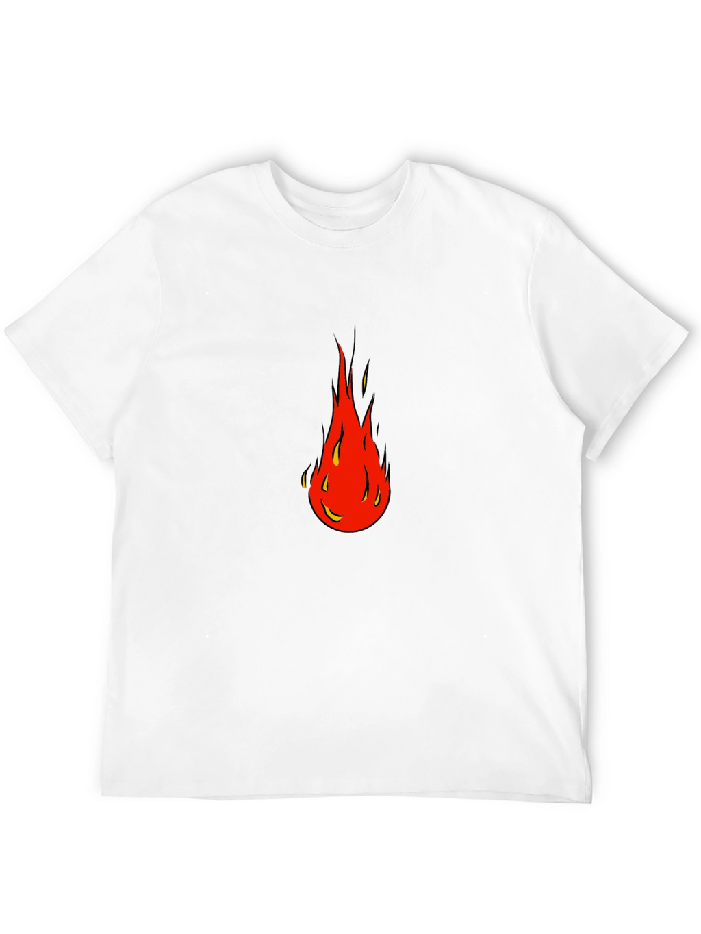 Bold Flame Graphic Tee - Black Cotton Blend Shirt