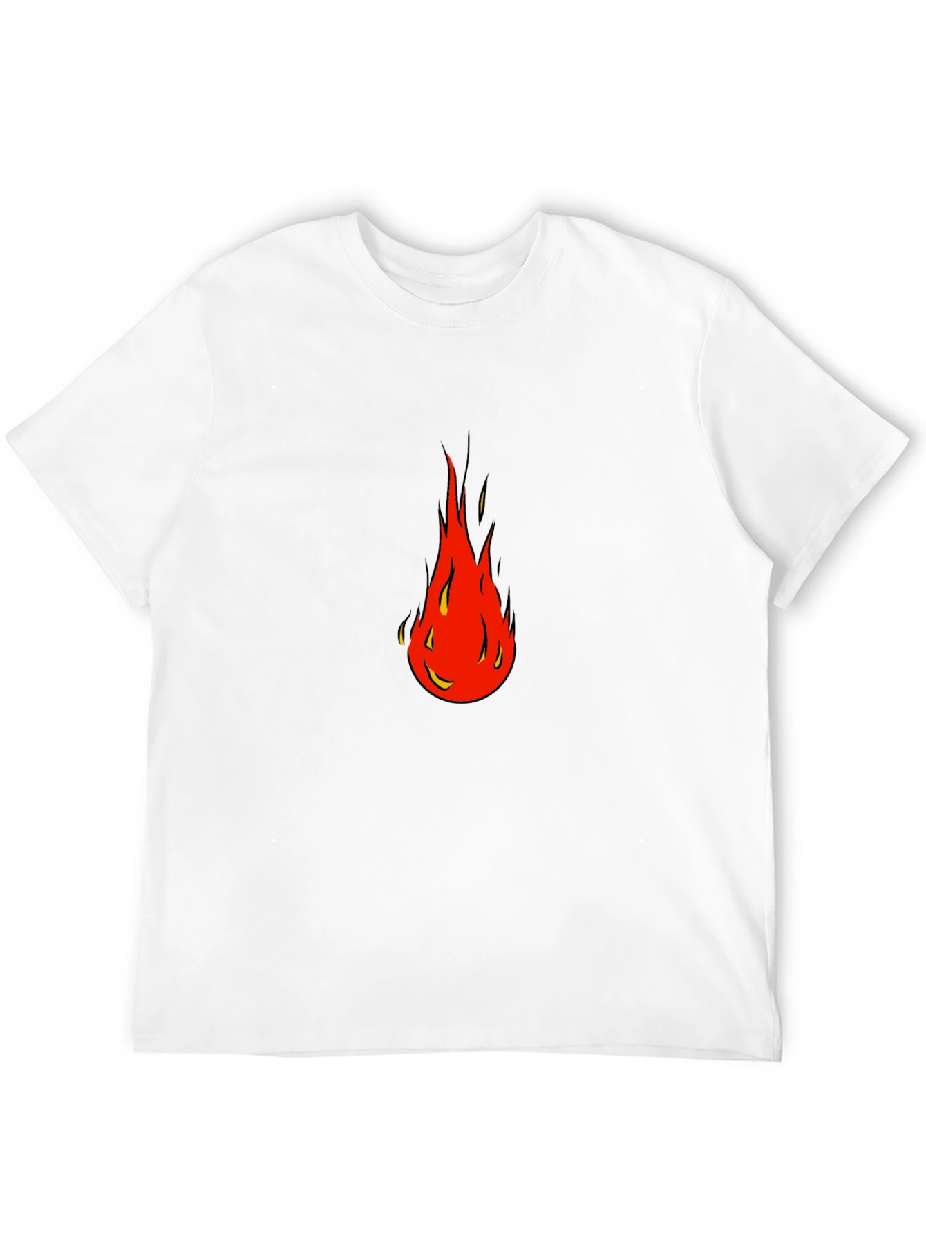 Bold Flame Graphic Tee - Black Cotton Blend Shirt