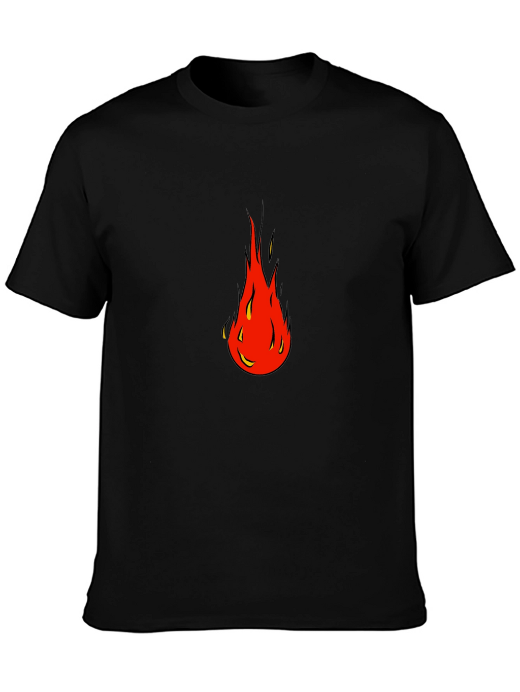 Bold Flame Graphic Tee - Black Cotton Blend Shirt