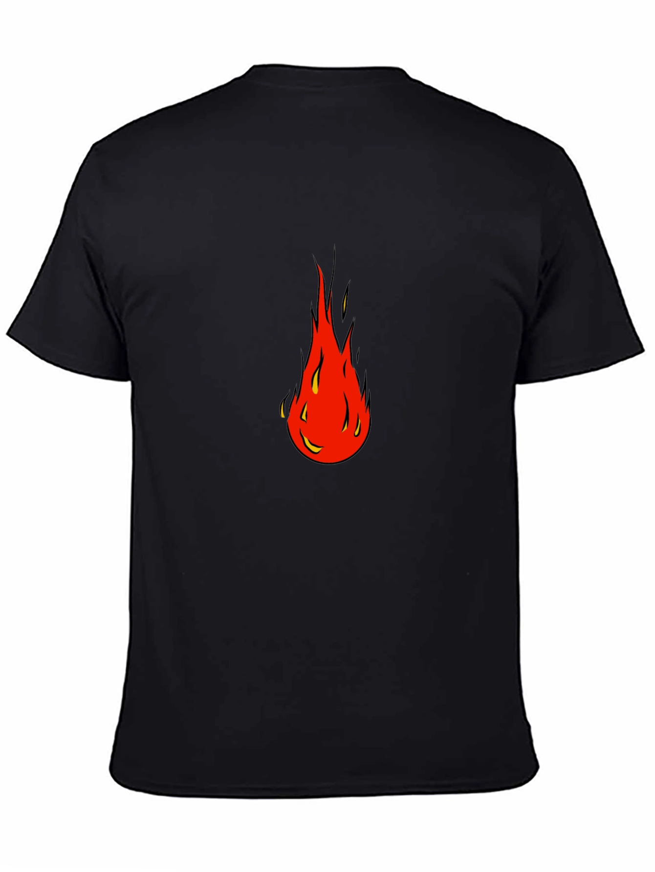 Bold Flame Graphic Tee - Black Cotton Blend Shirt