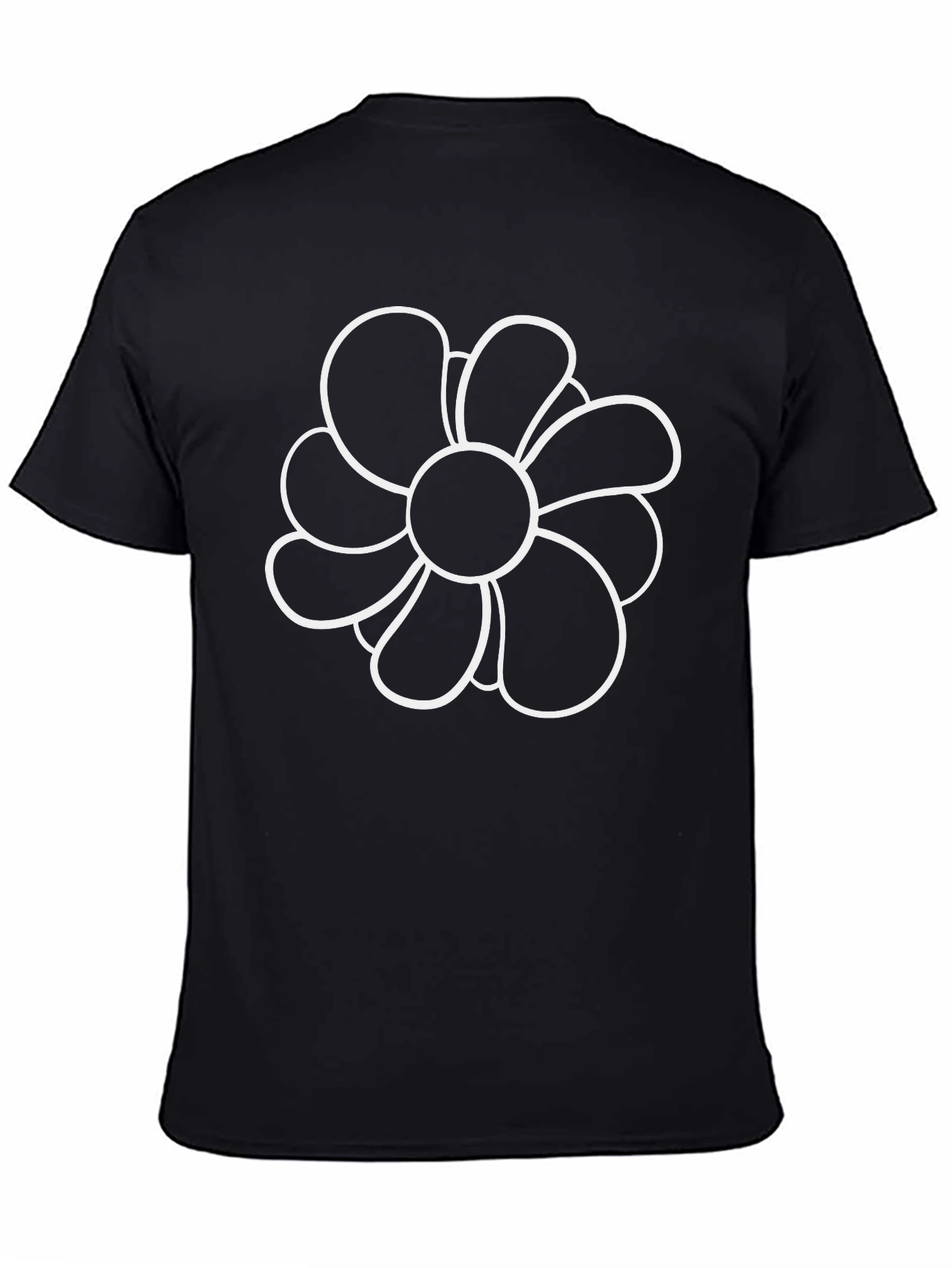 Black T-Shirt with Flower Design