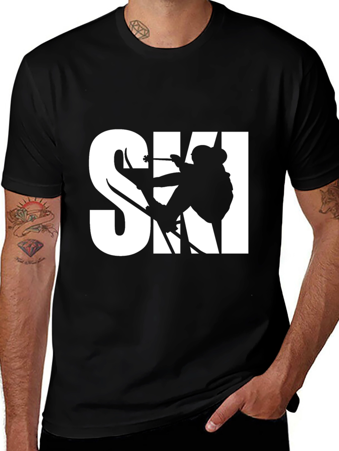 Cool Black Ski T-Shirt for Winter Sports