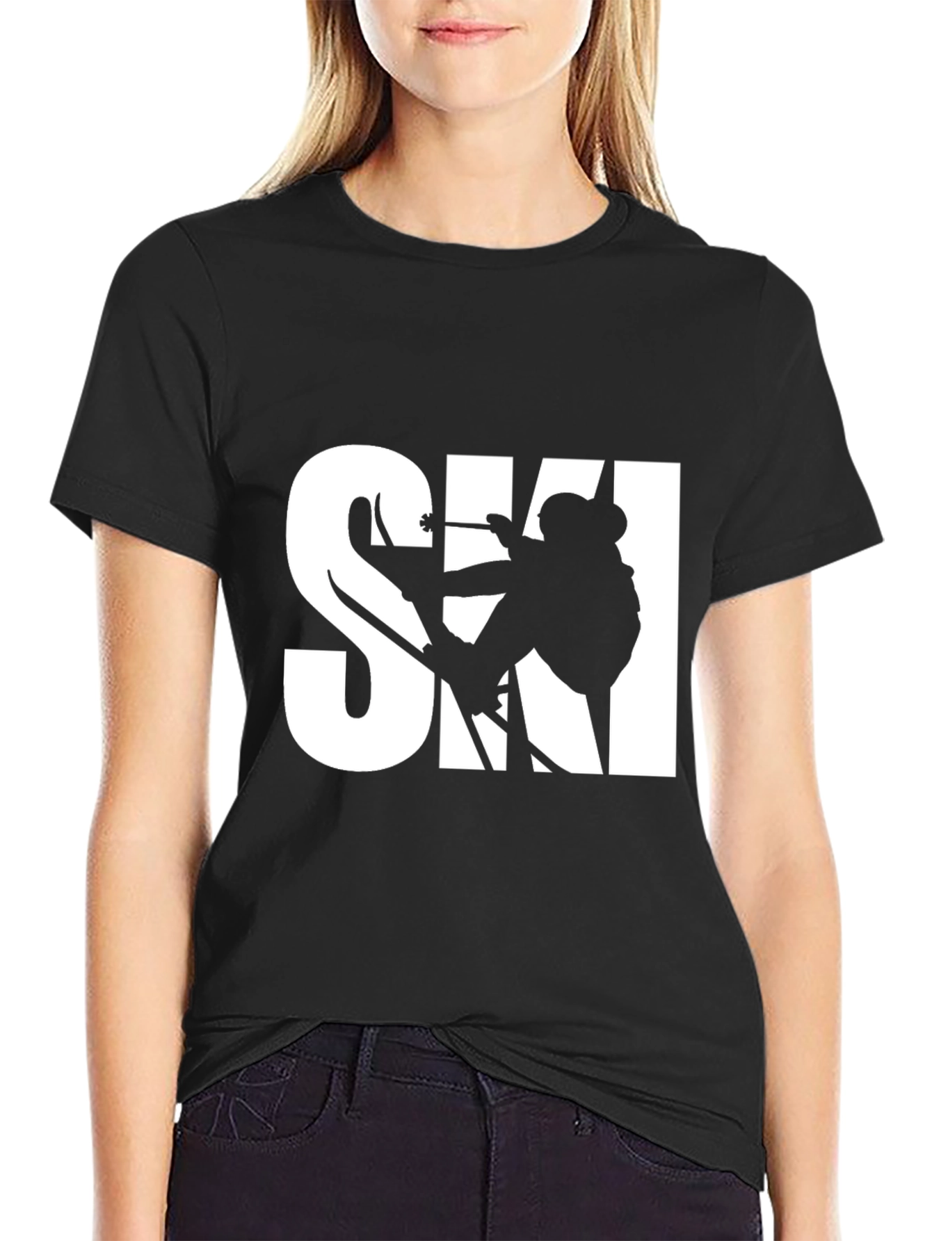 Cool Black Ski T-Shirt for Winter Sports