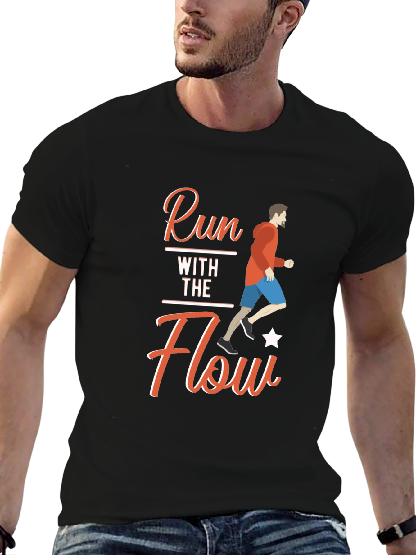 Run With The Flow Black T-Shirt