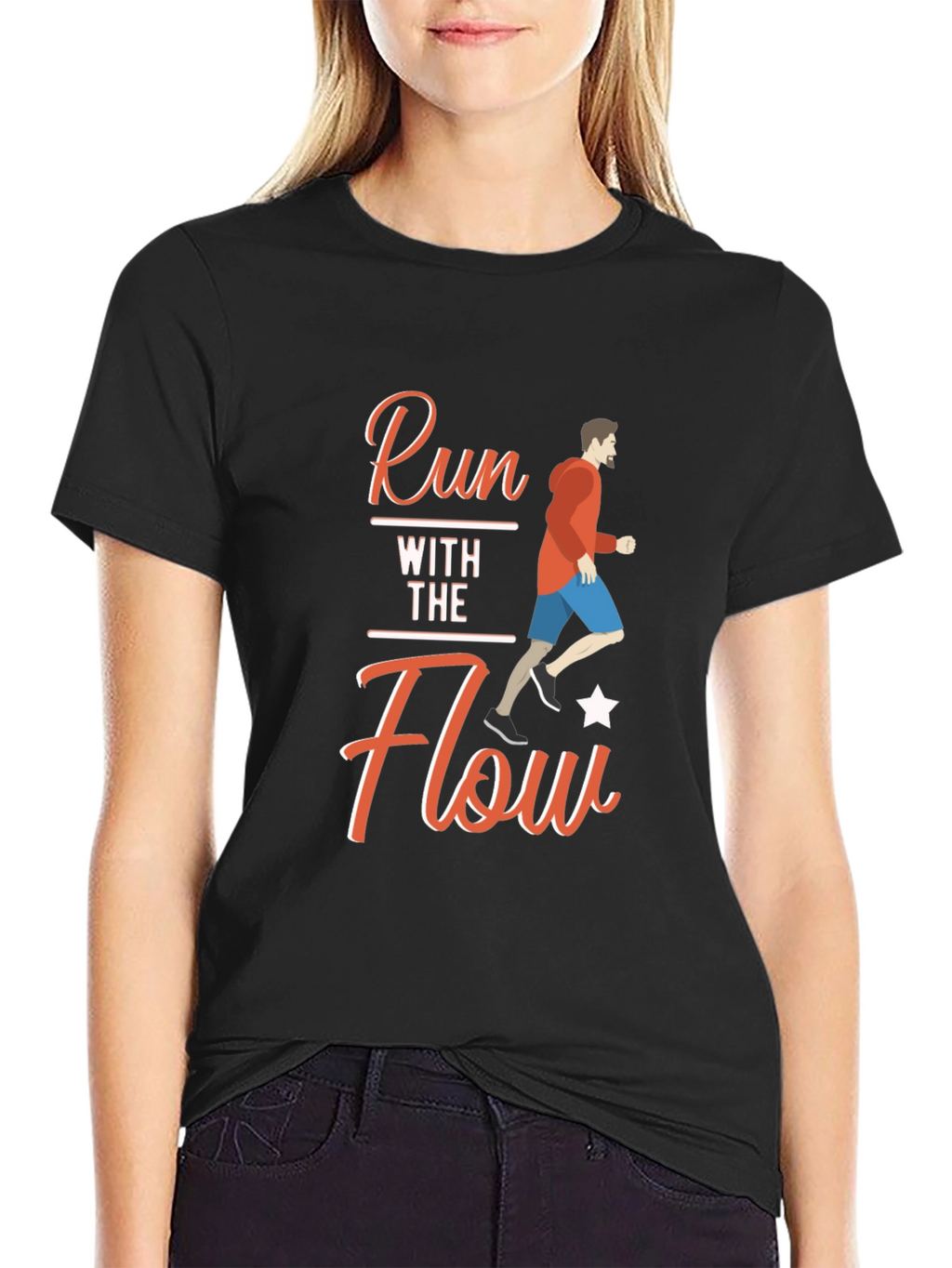 Run With The Flow Black T-Shirt