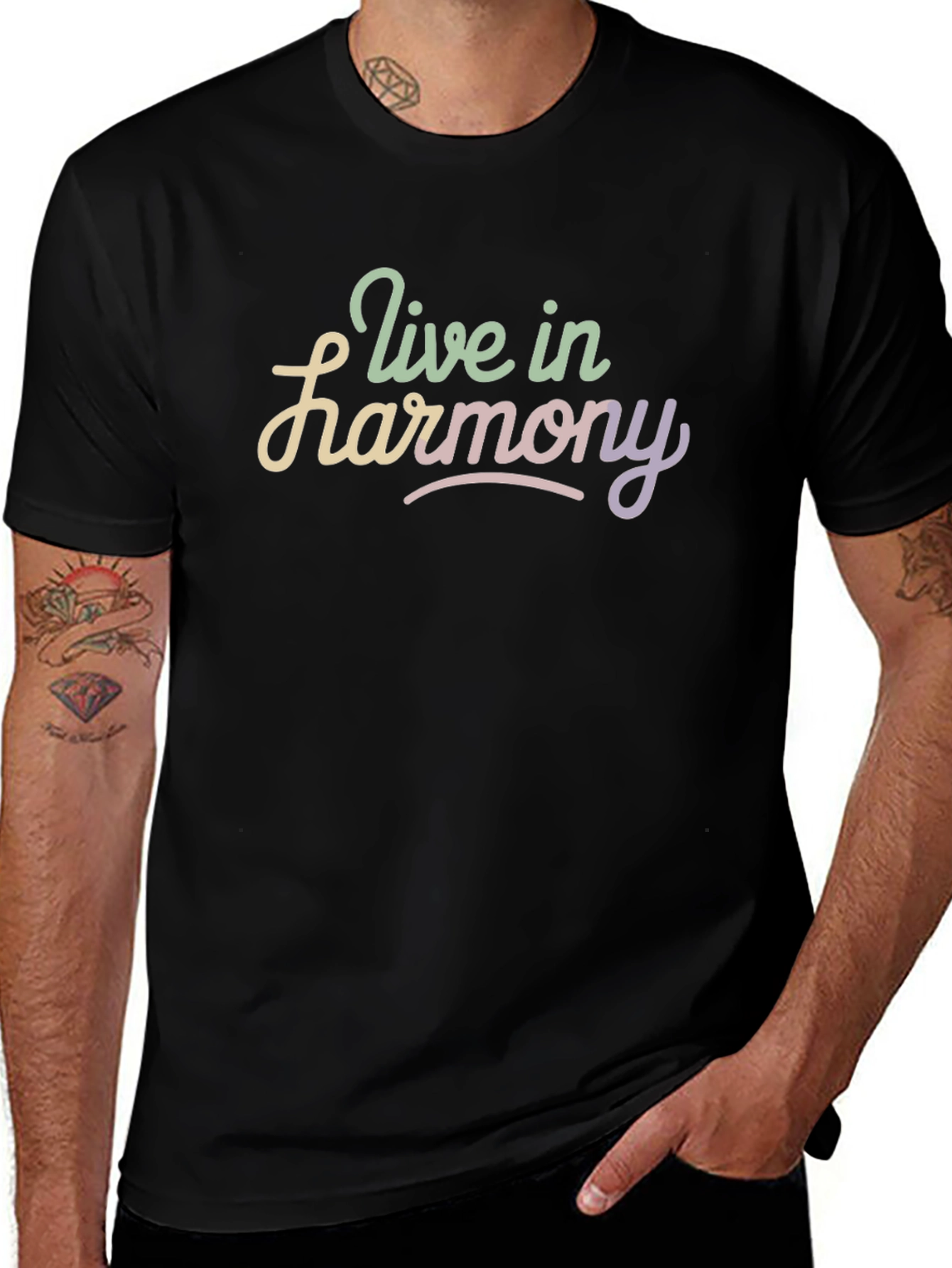Live in Harmony Black Graphic Tee