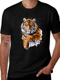 Tiger Graphic Print Crew Neck T-Shirt