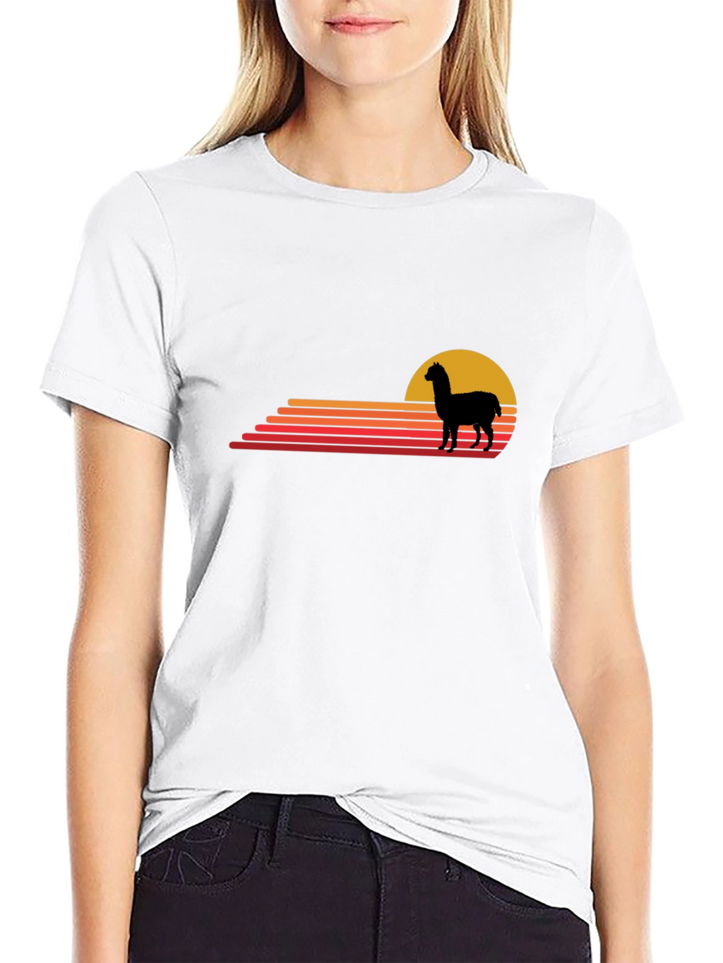 Alpaca Sunset Graphic Tee - Retro Style