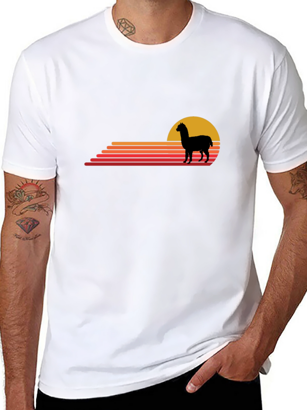 Alpaca Sunset Graphic Tee - Retro Style