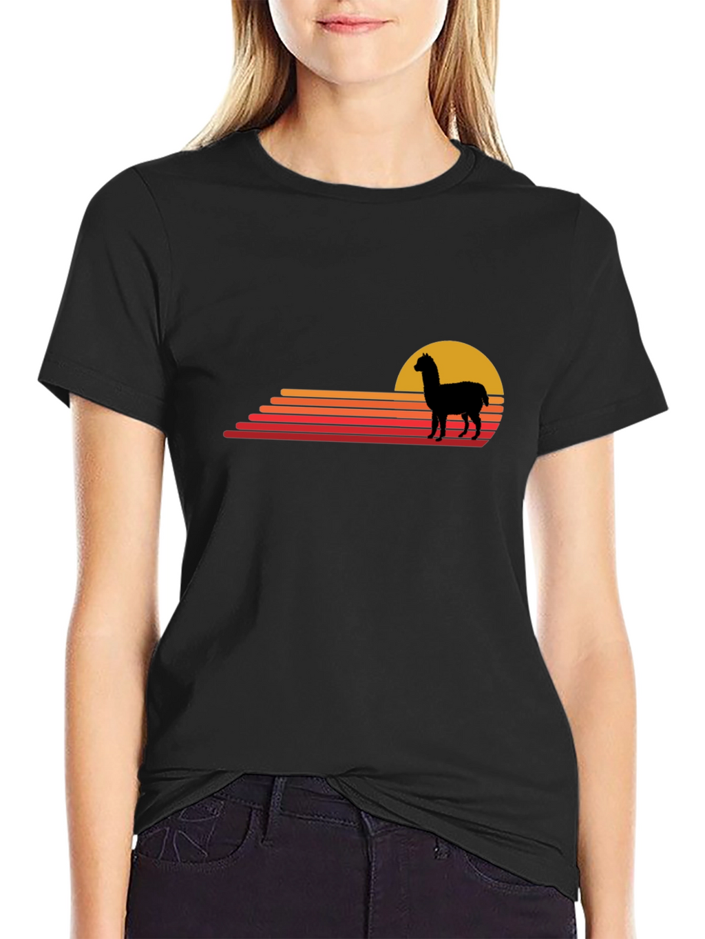 Alpaca Sunset Graphic Tee - Retro Style