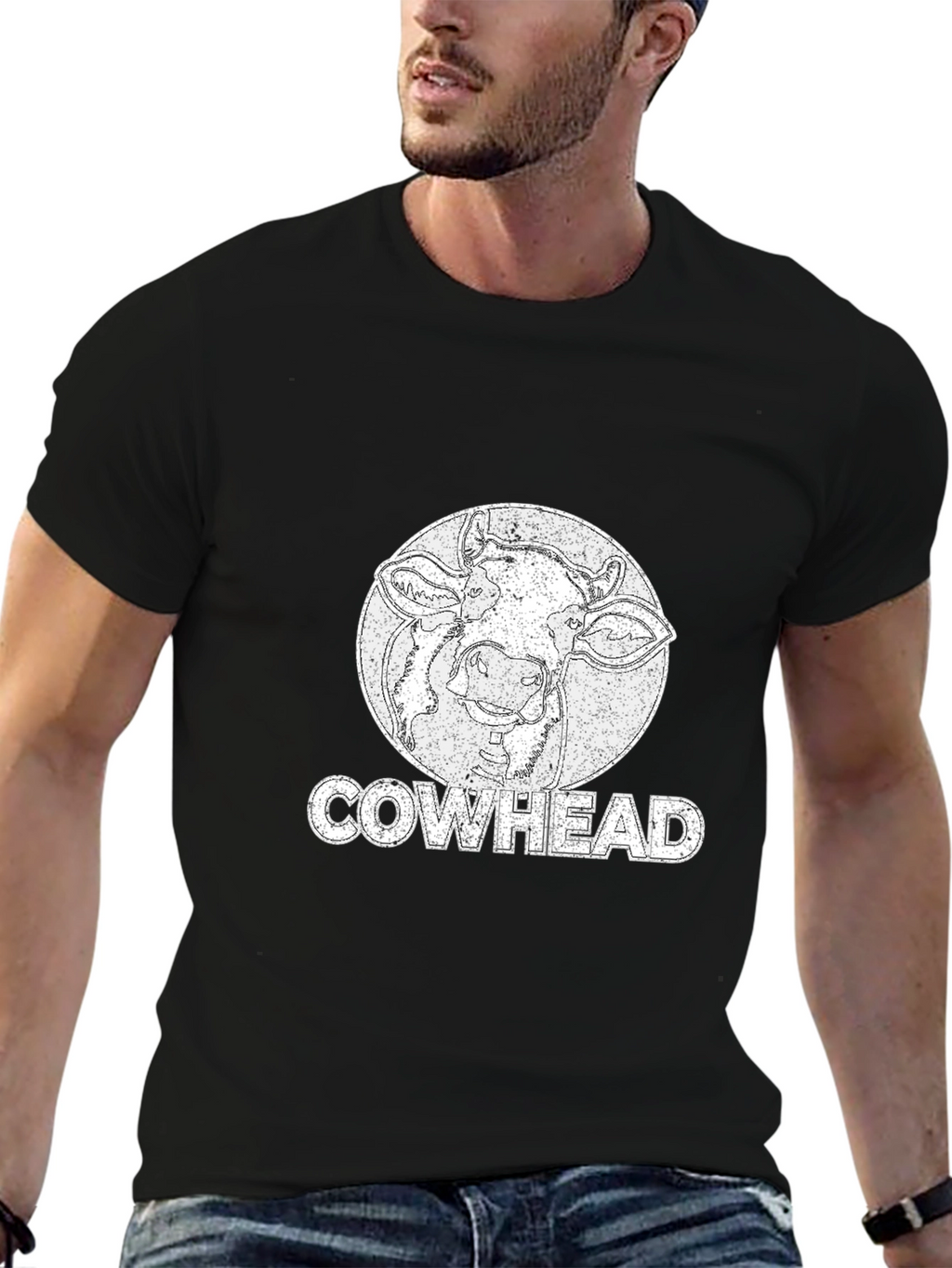 Cowhead Graphic Tee -  Distressed Print