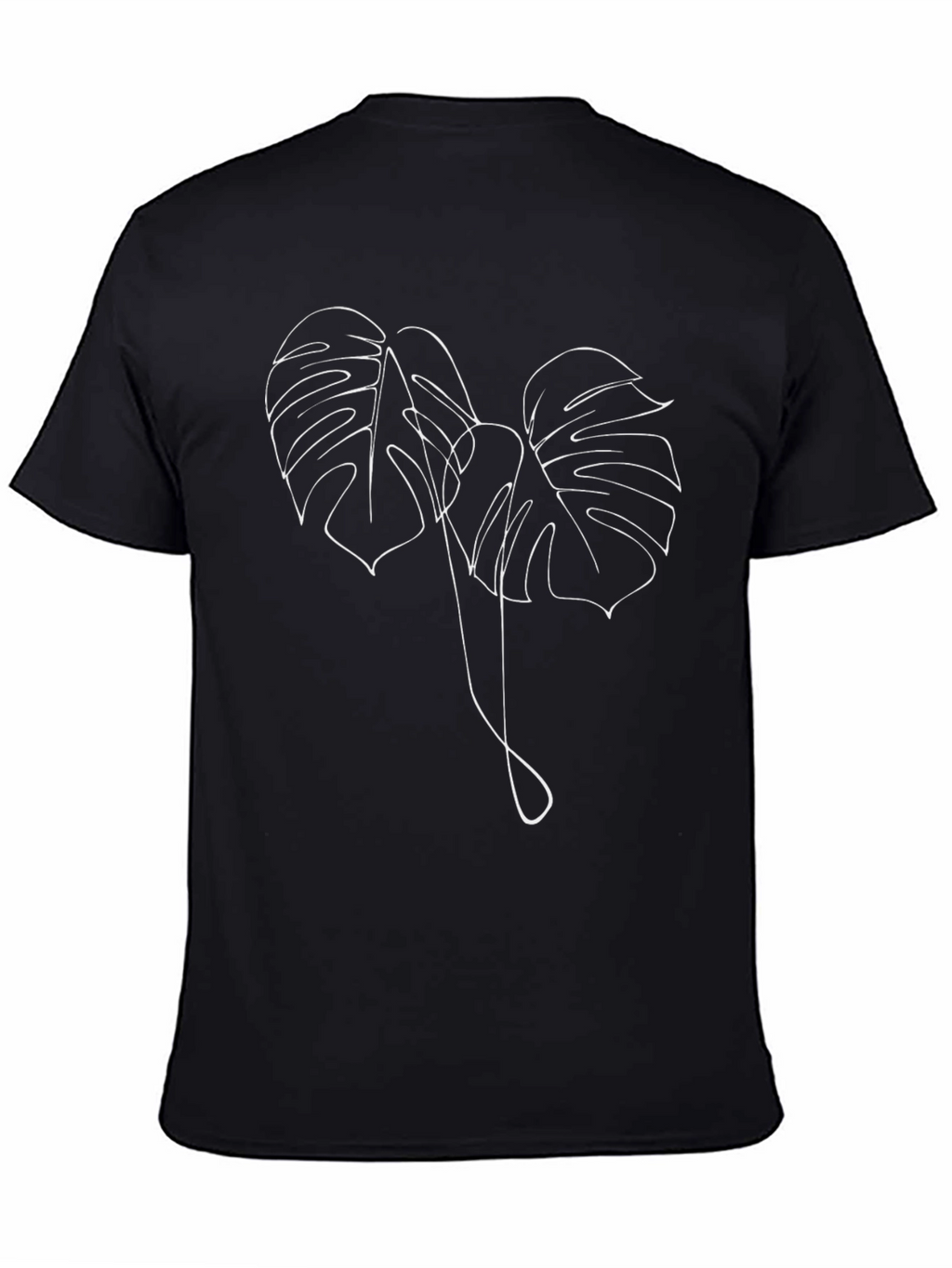 Minimalist Monstera Leaf Line Art Black T-Shirt