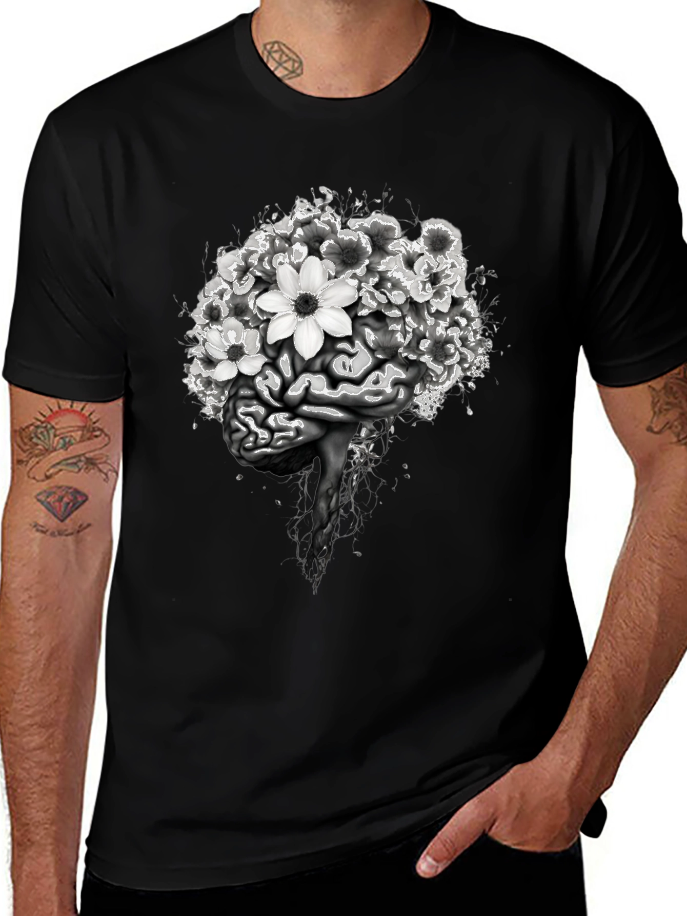 Floral Brain Graphic Tee - Creative Mind T-Shirt