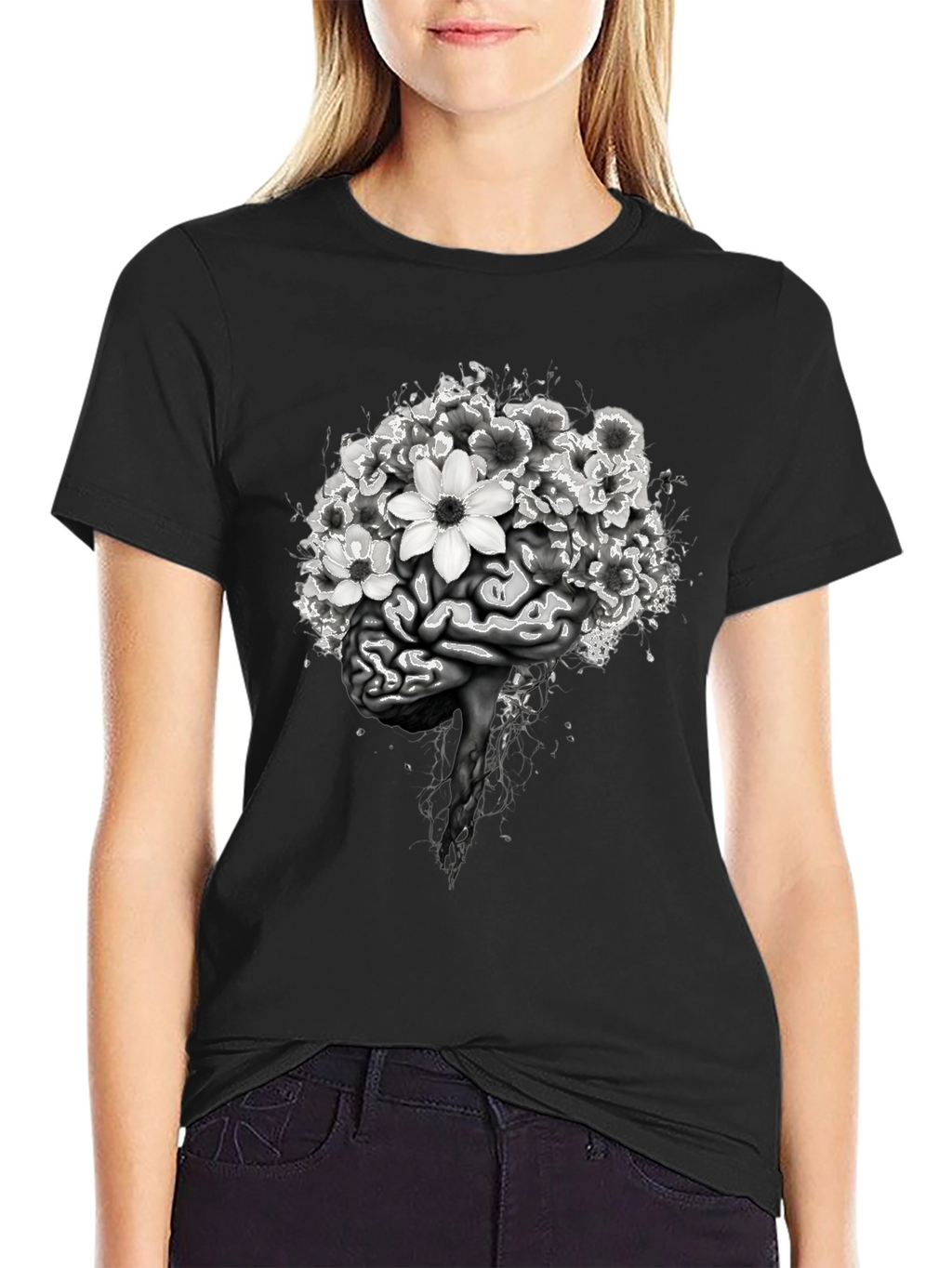 Floral Brain Graphic Tee - Creative Mind T-Shirt
