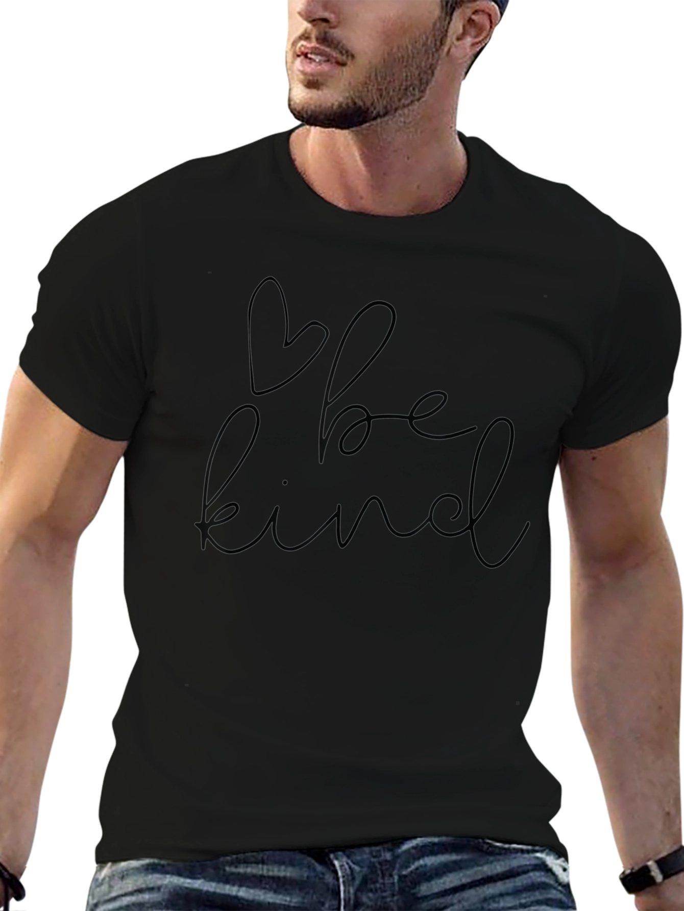 Be Kind Heart Graphic Black T-Shirt