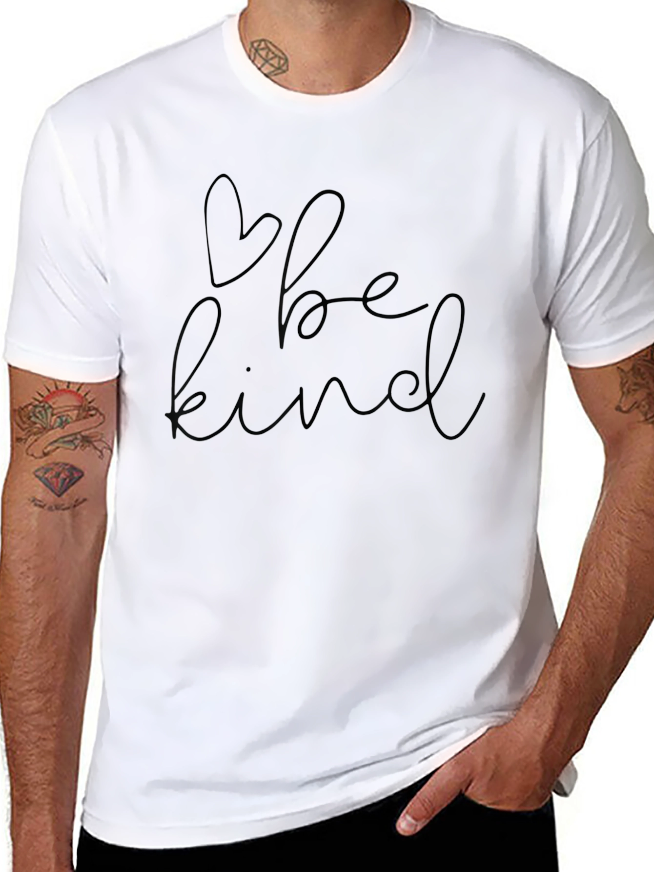 Be Kind Heart Graphic Black T-Shirt