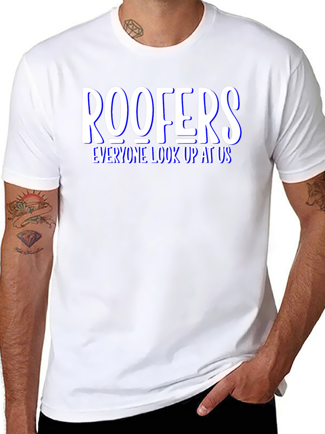Roofers Look Up at Us T-Shirt